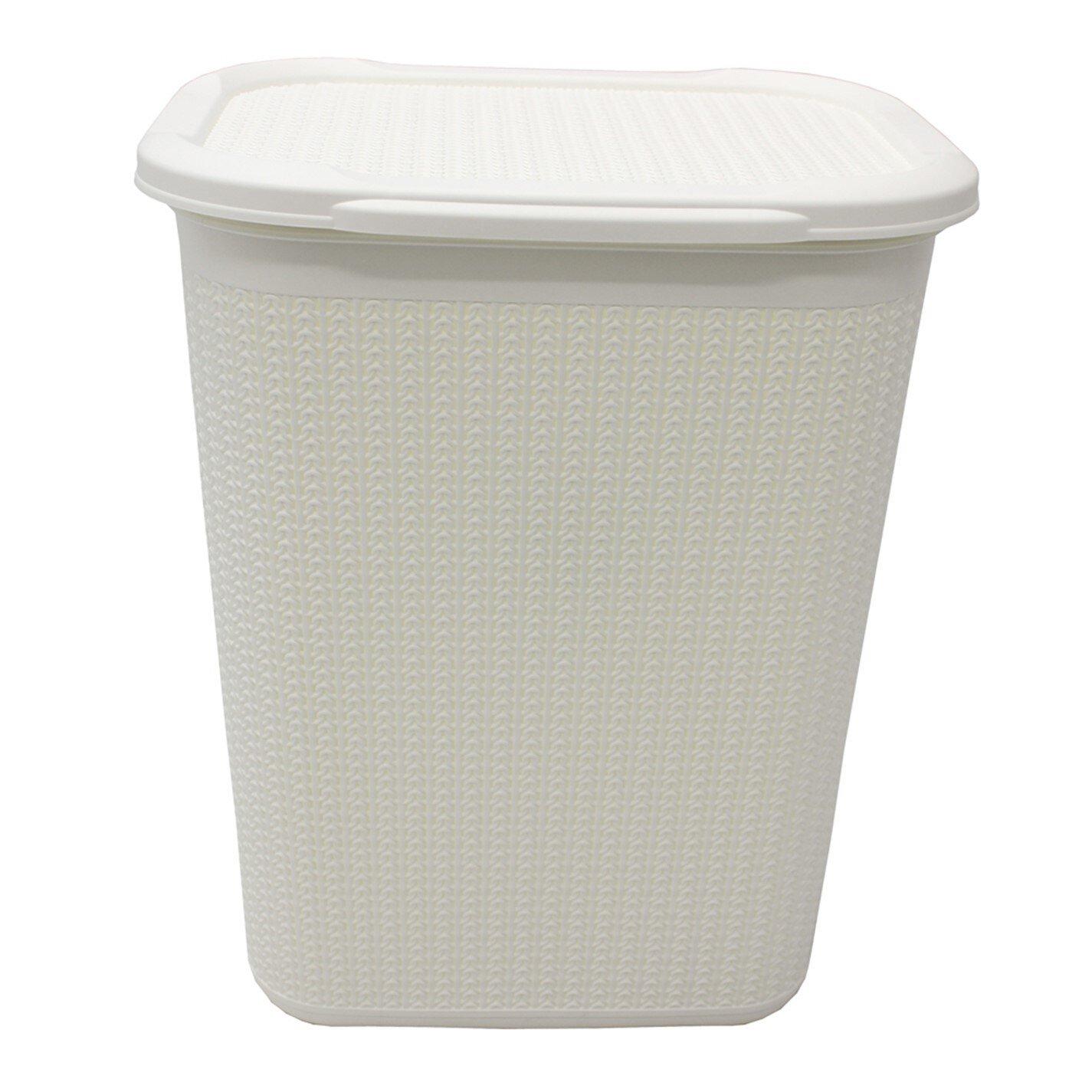 Jvl  Loop 50L Laundry Basket - White - 55x44x37cm