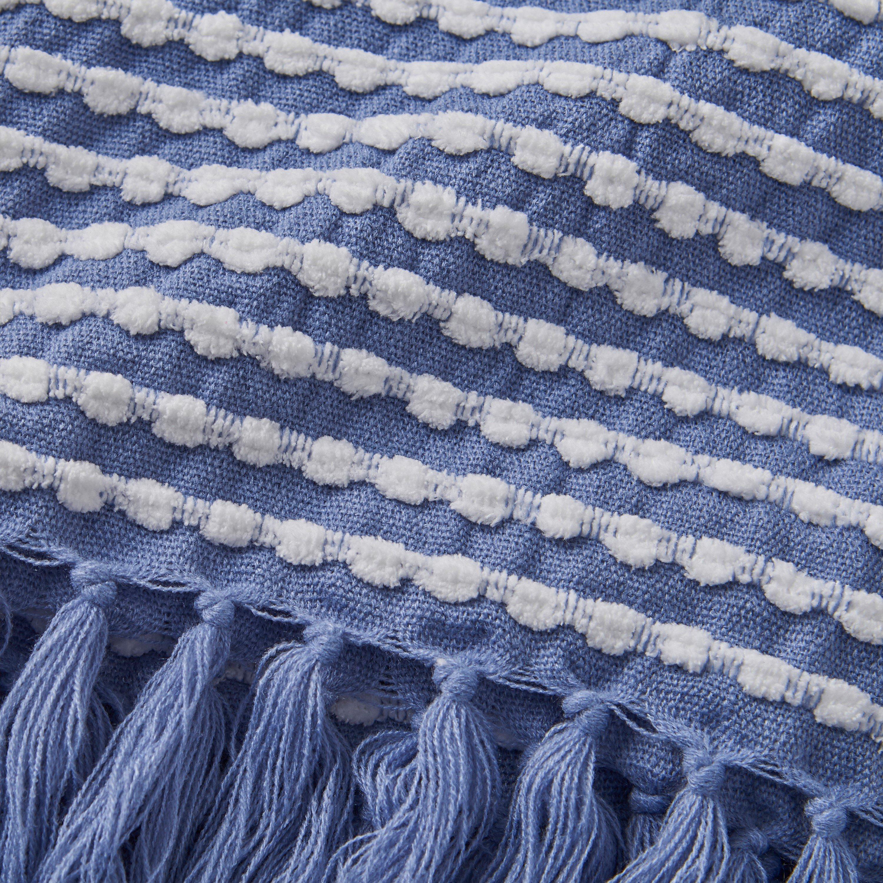 Blue - Catherine Lansfield - Stab Stitch Blanket Throw - 3