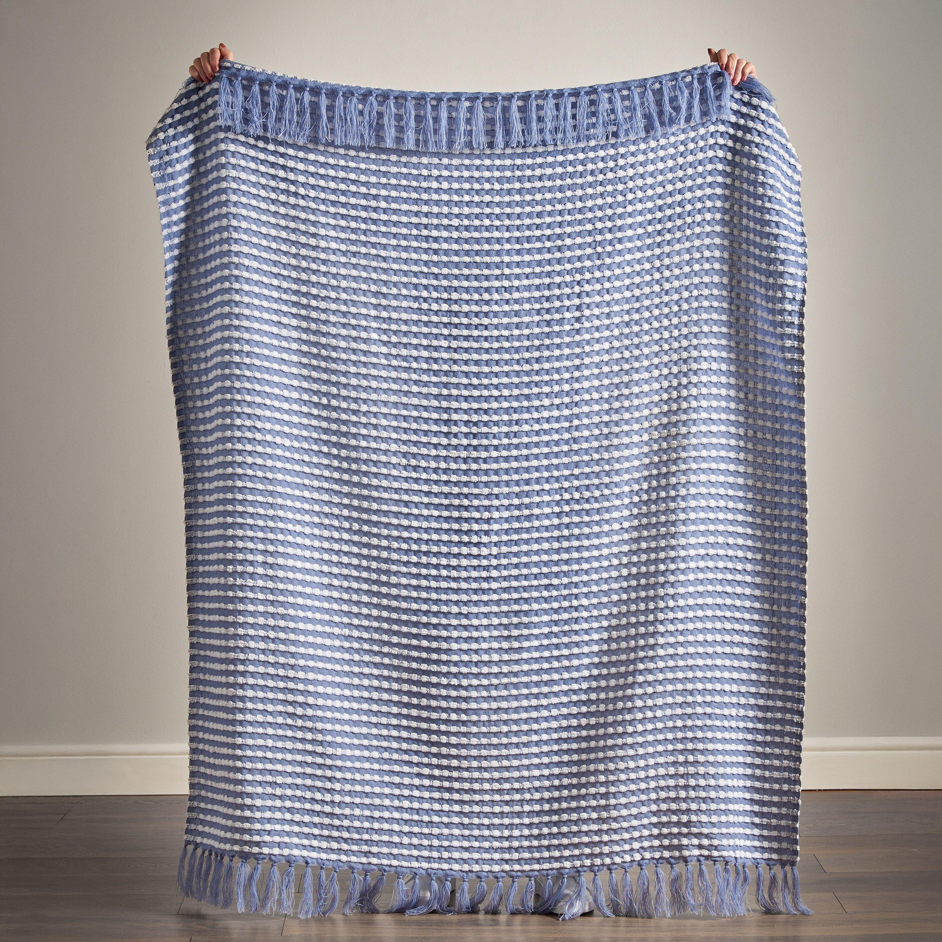 Blue - Catherine Lansfield - Stab Stitch Blanket Throw - 4