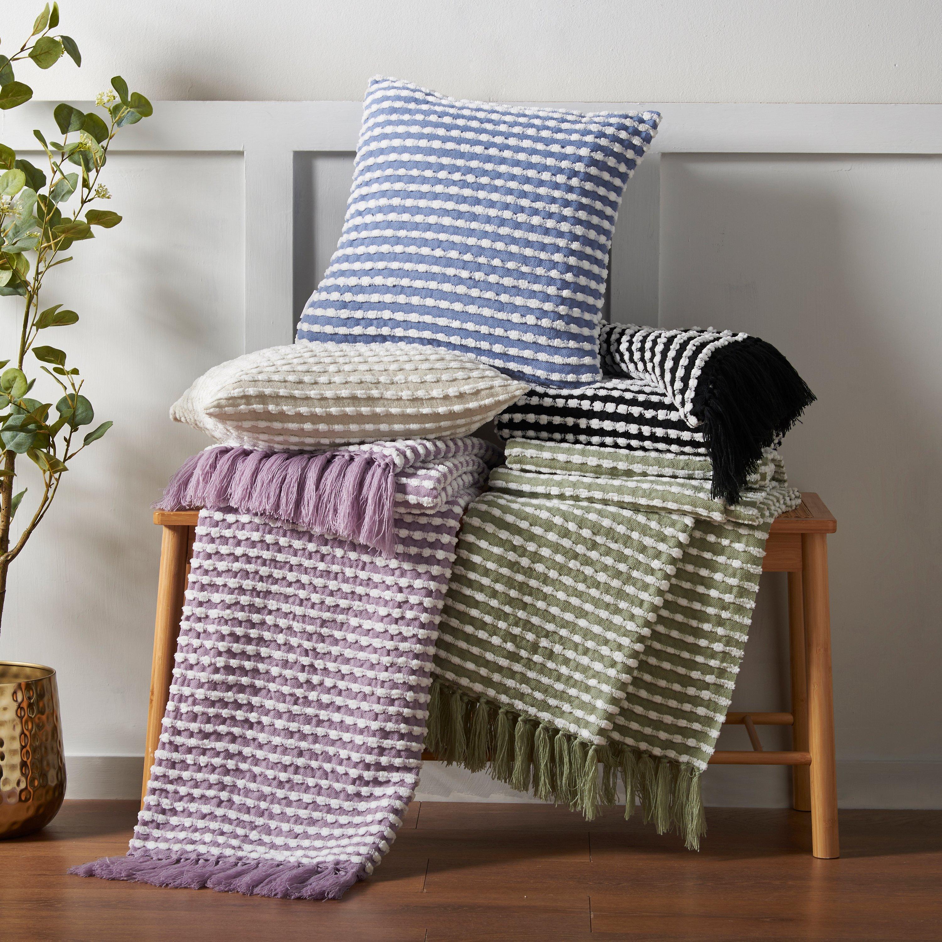 Blue - Catherine Lansfield - Stab Stitch Blanket Throw - 5