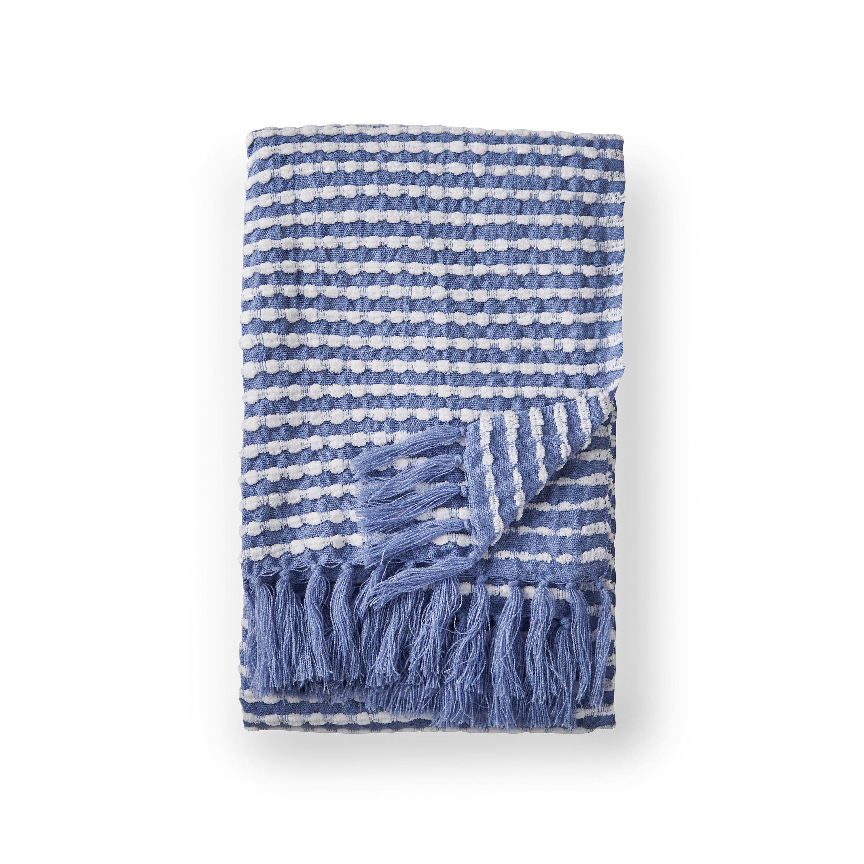 Blue - Catherine Lansfield - Stab Stitch Blanket Throw - 6