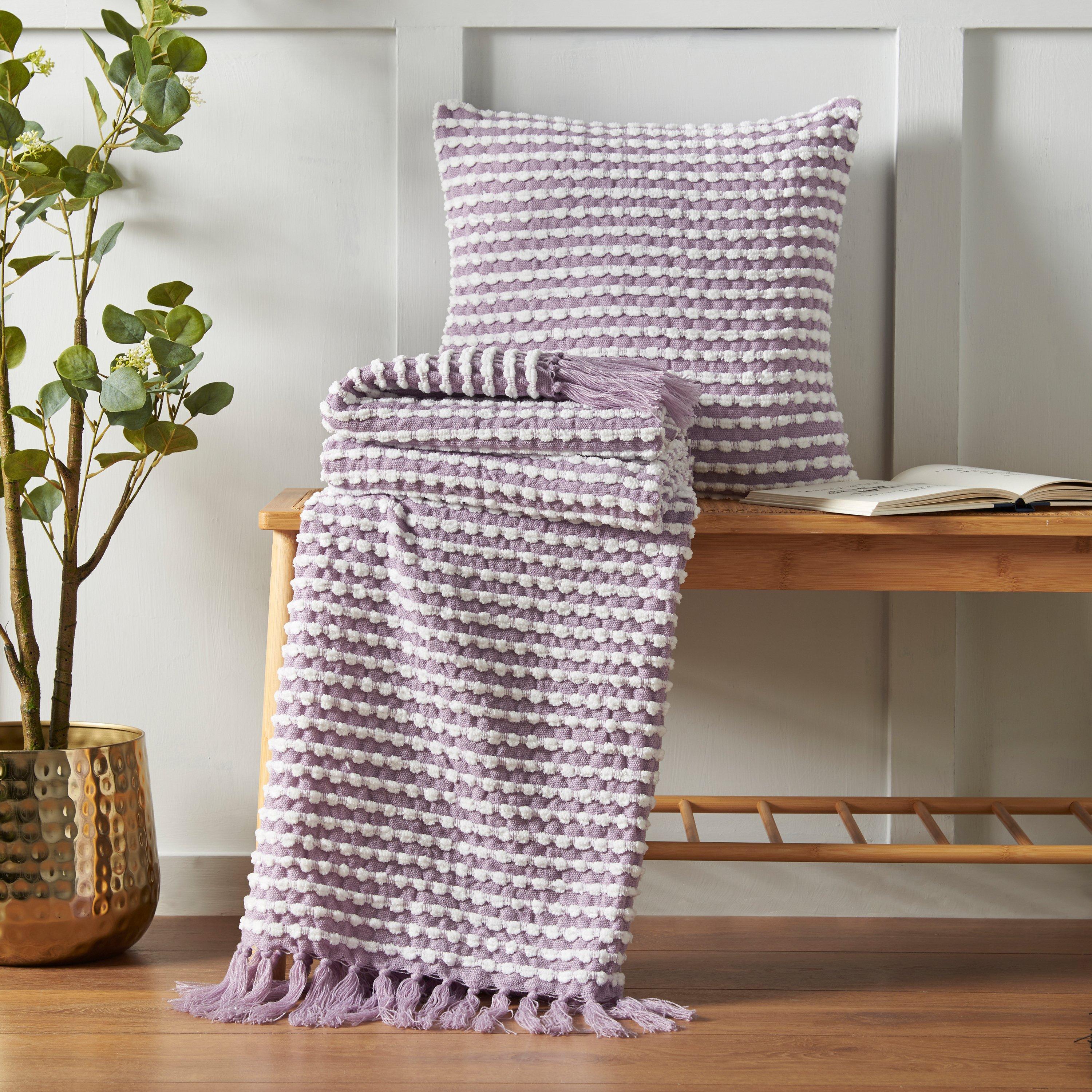 Lilac - Catherine Lansfield - Stab Stitch Blanket Throw - 2