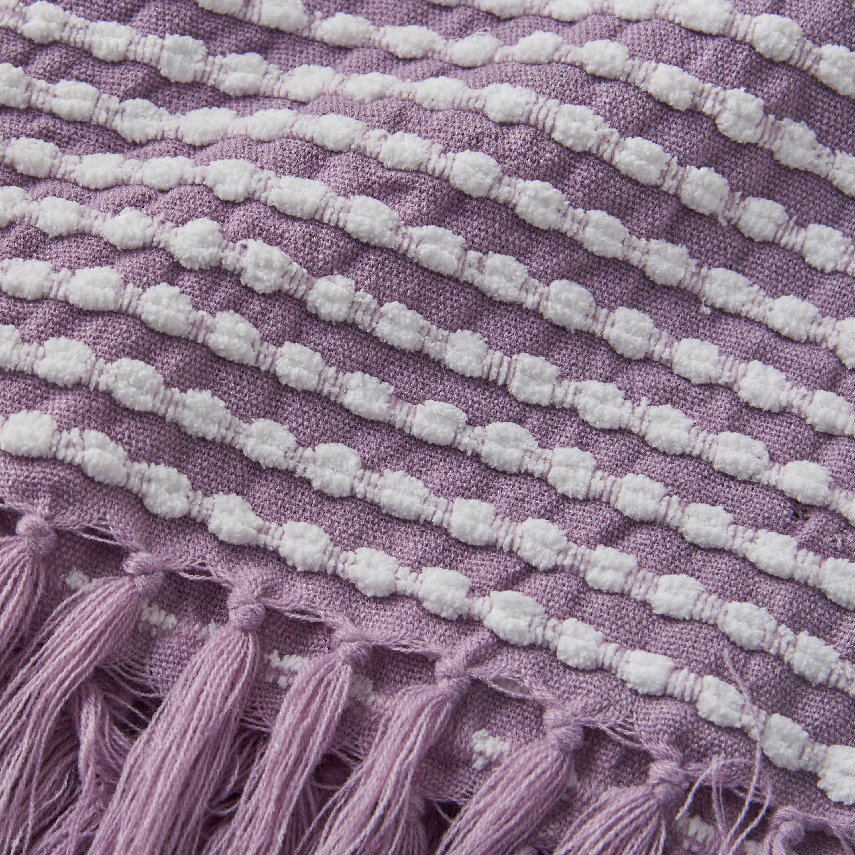 Lilac - Catherine Lansfield - Stab Stitch Blanket Throw - 3