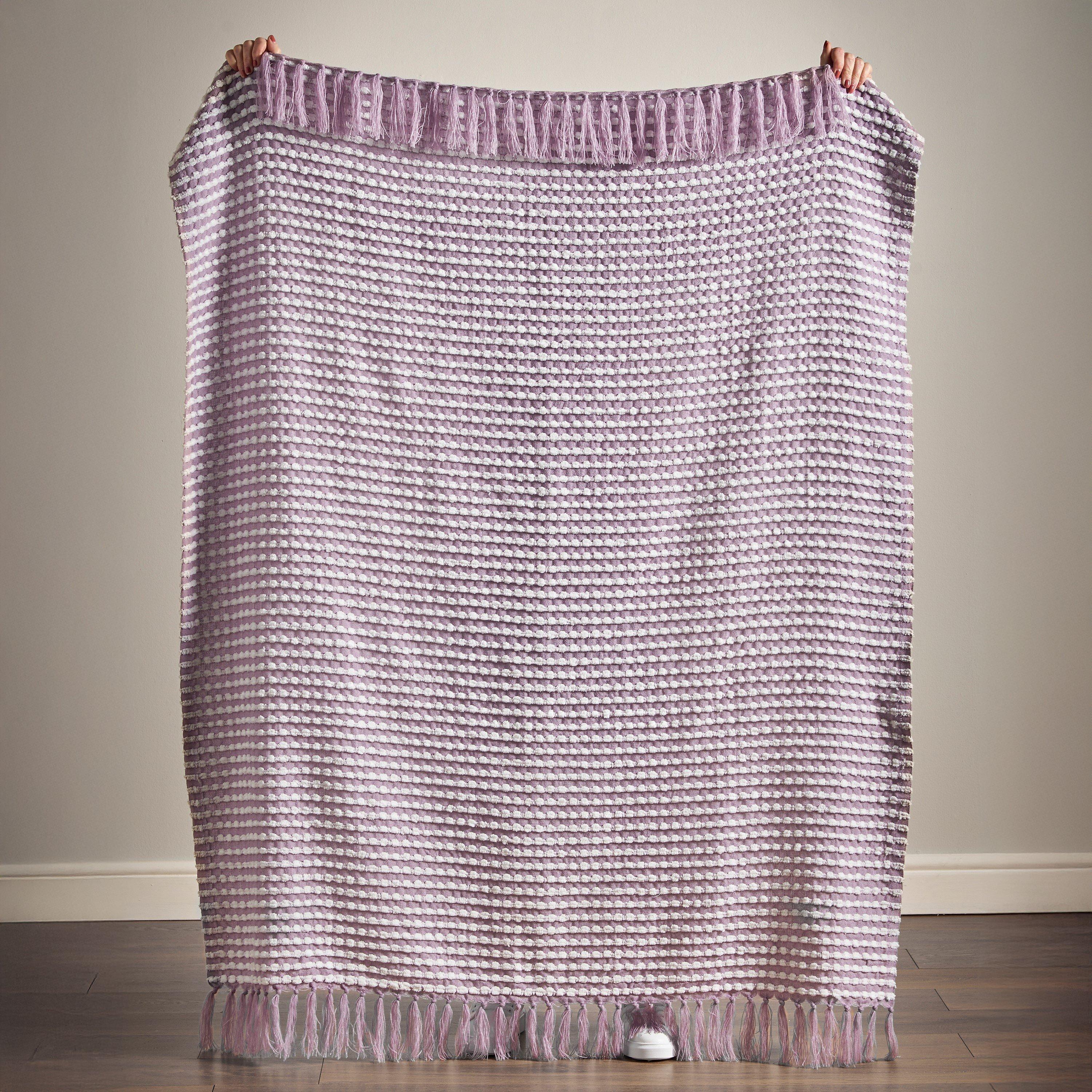 Lilac - Catherine Lansfield - Stab Stitch Blanket Throw - 4
