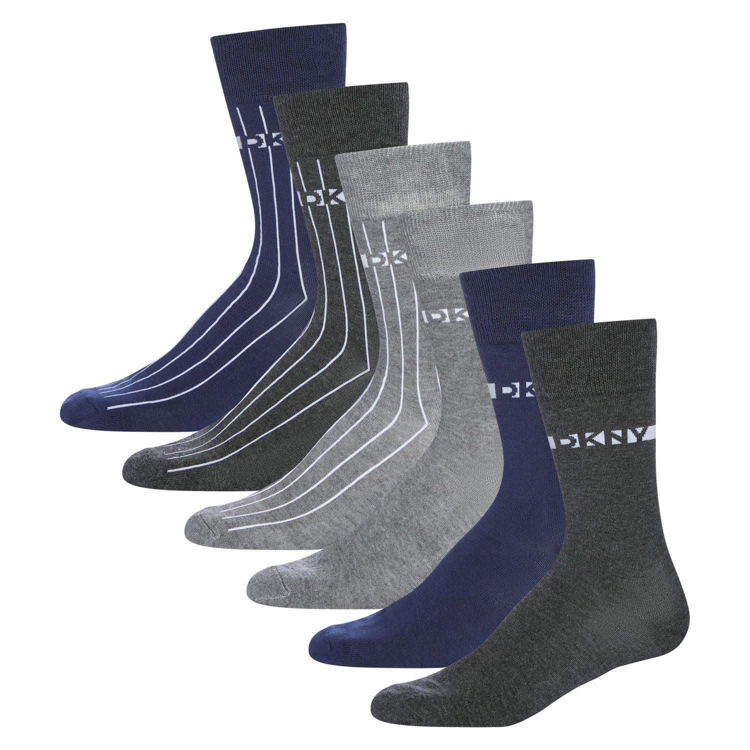 Grey/Navy/Charc - DKNY - 6 pack Mens Socks Jay - 1