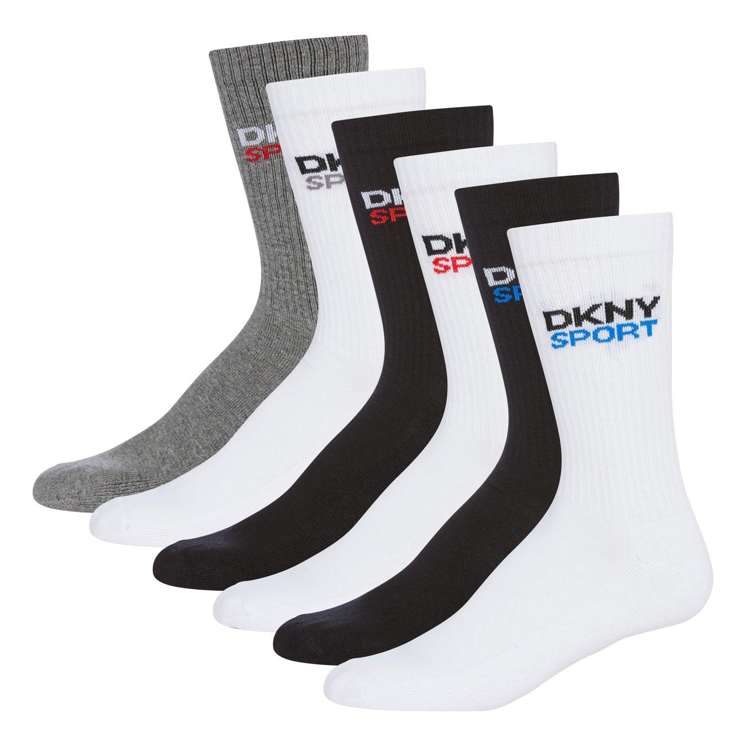 Dkny Men's 6 Pack Sports Socks Dogwood - Black/Whit/Grey - Mens 7-11