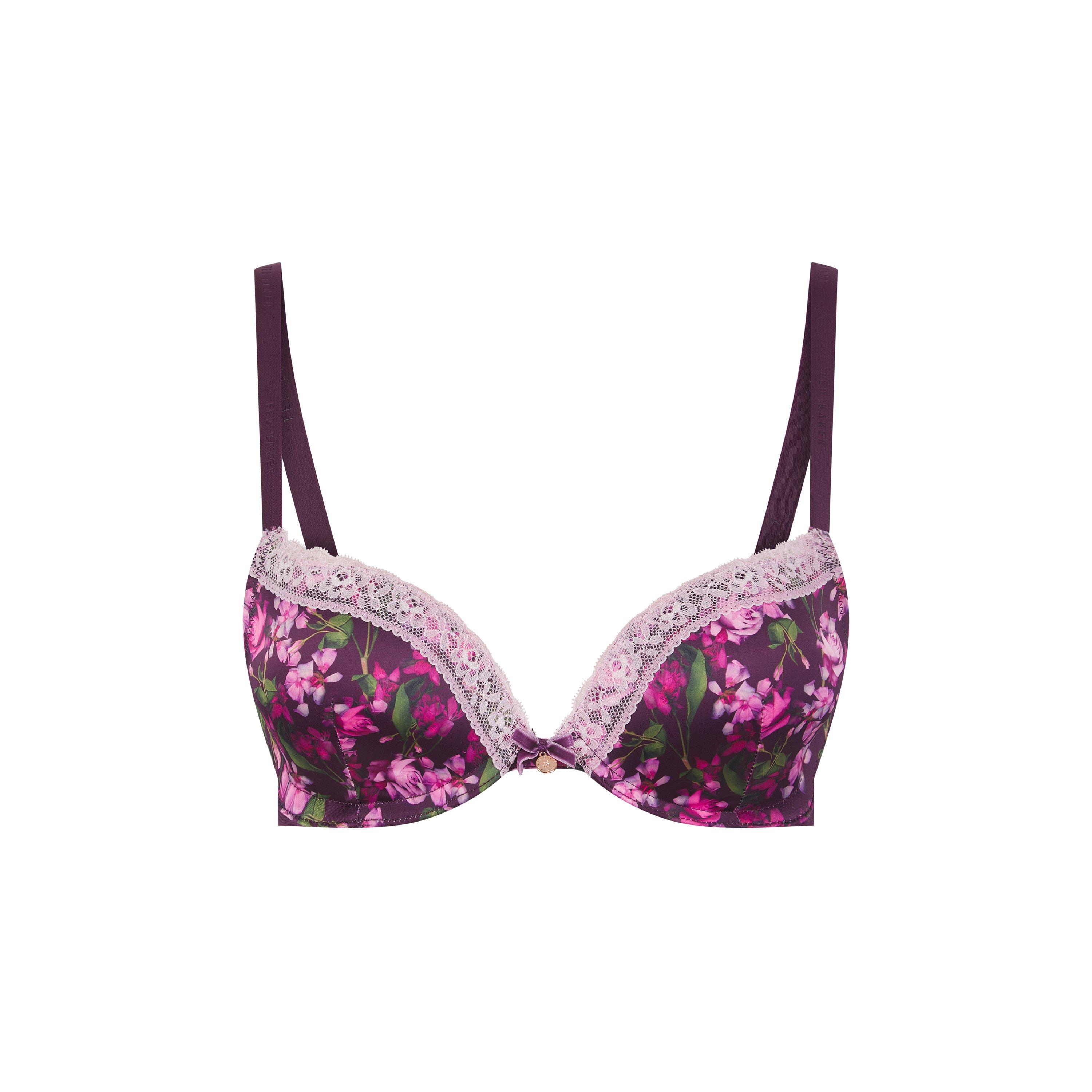 Ted Baker Women's Bak Diam Push Up Plunge Bra - Maroon Floral - 32DD