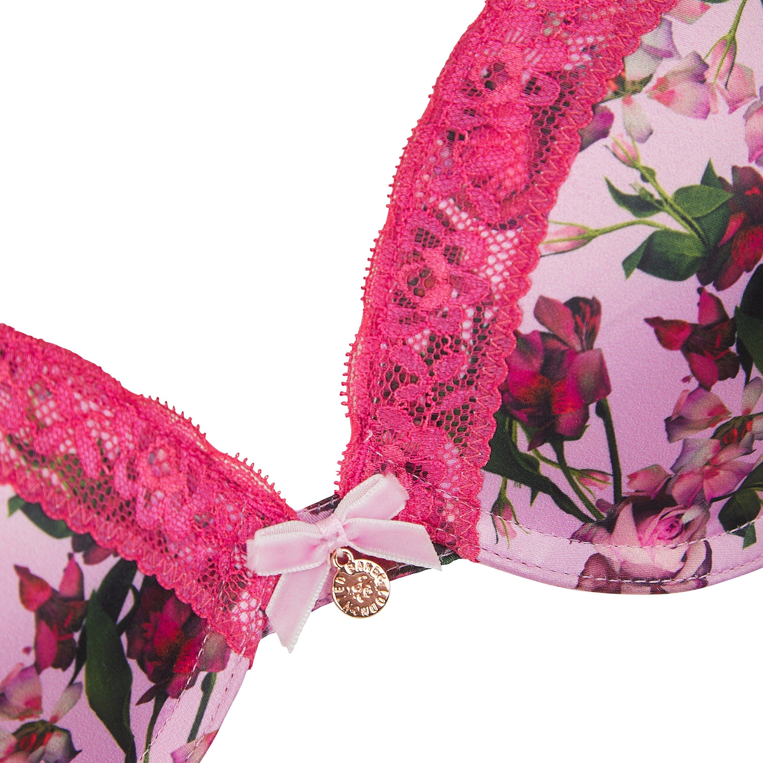 Pink Floral - Ted Baker - Women's Bak Diam Push Up Plunge Bra - 2