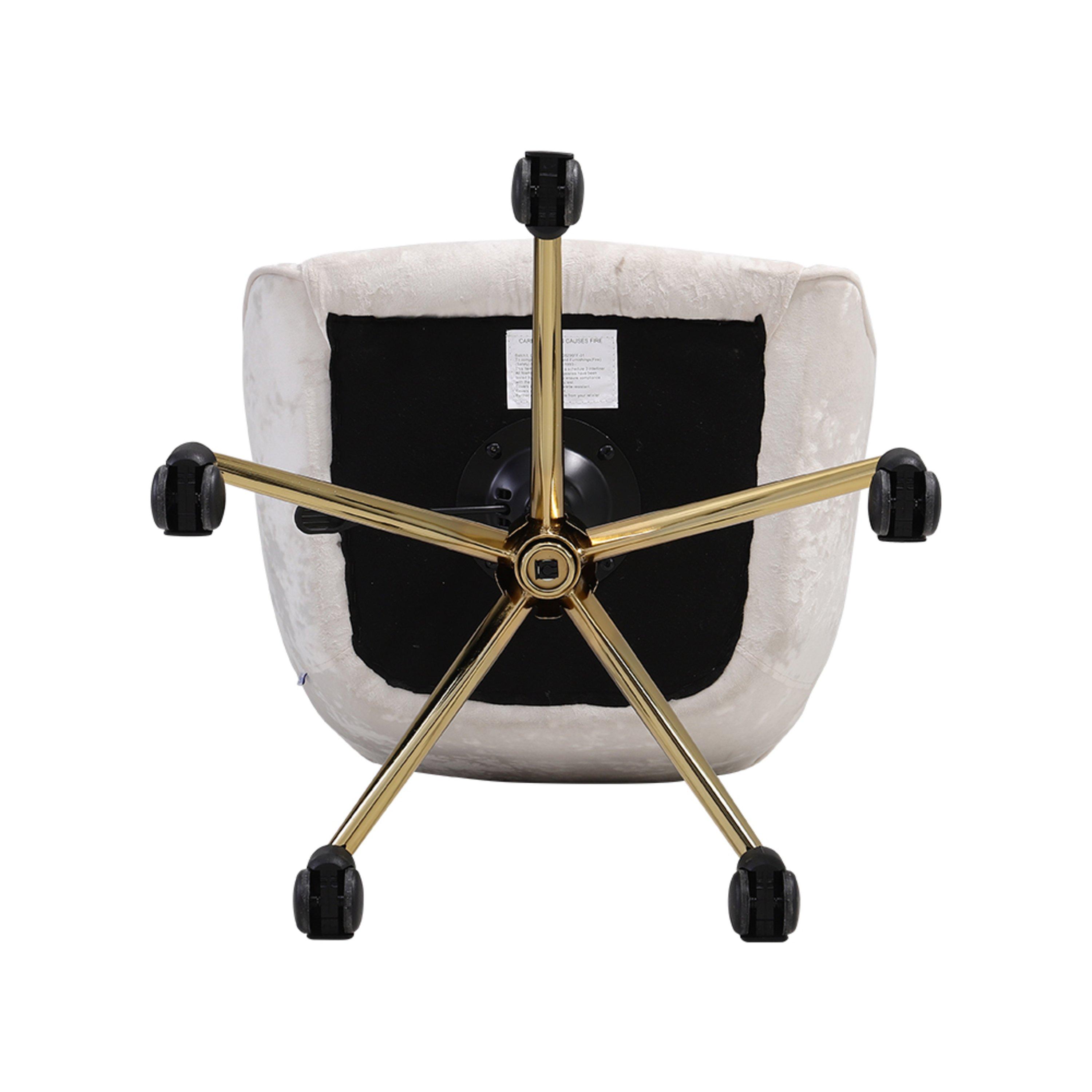 Beige - Kabinet UK - Velvet Upholstered Office Chair with Arms White - 11