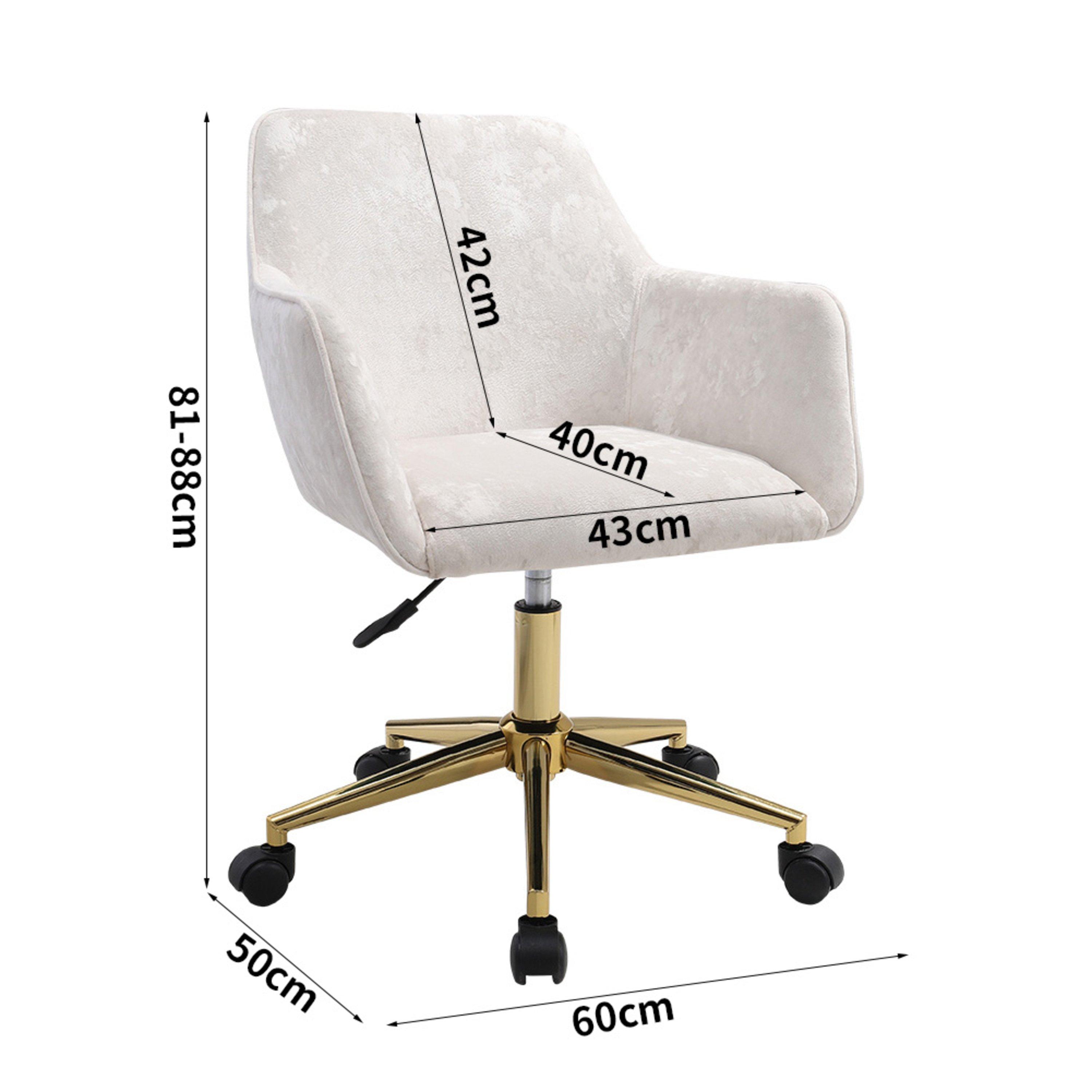 Beige - Kabinet UK - Velvet Upholstered Office Chair with Arms White - 12