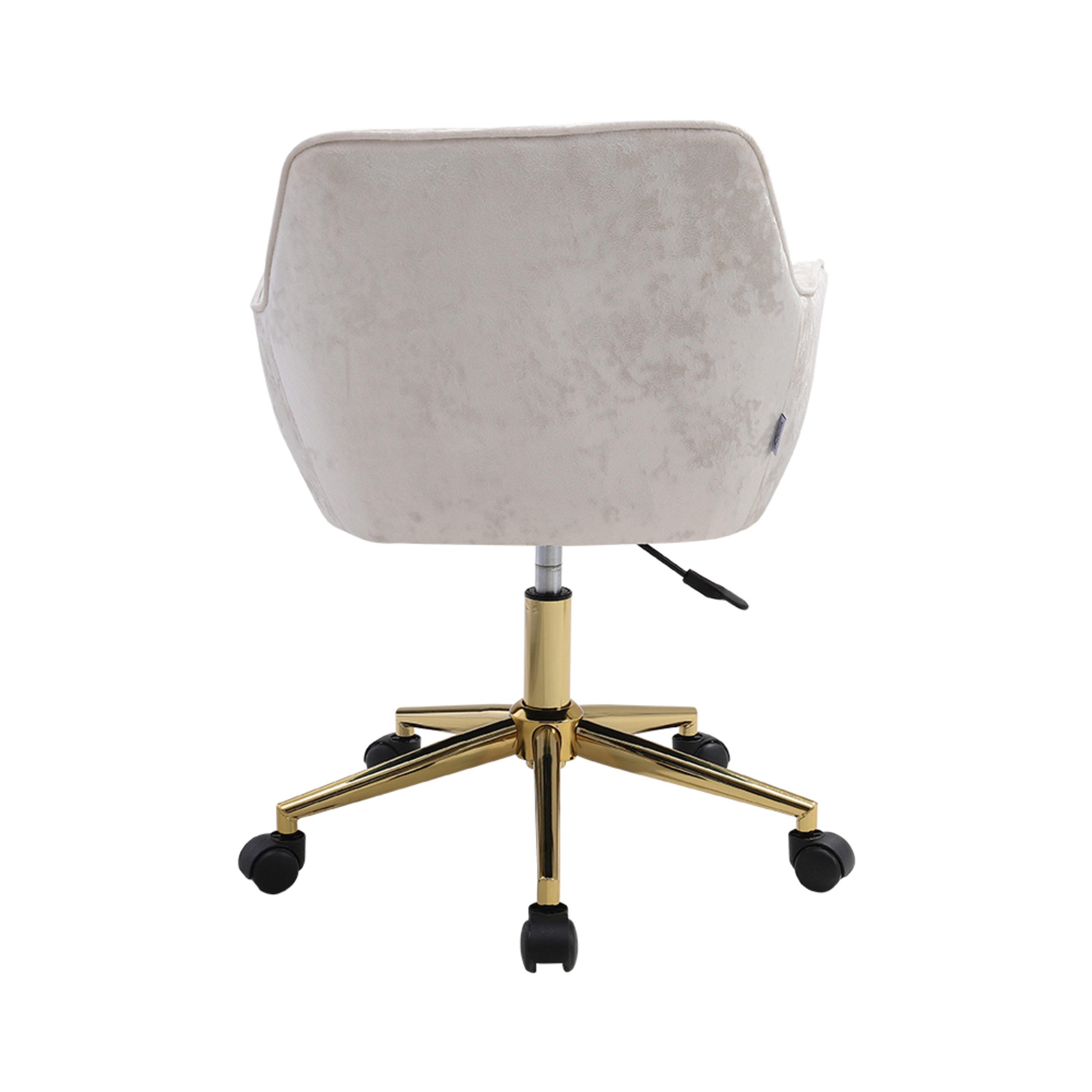 Beige - Kabinet UK - Velvet Upholstered Office Chair with Arms White - 6