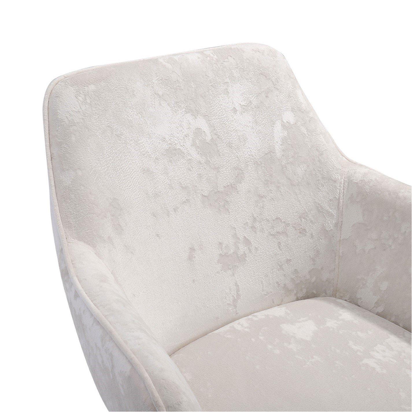 Beige - Kabinet UK - Velvet Upholstered Office Chair with Arms White - 7