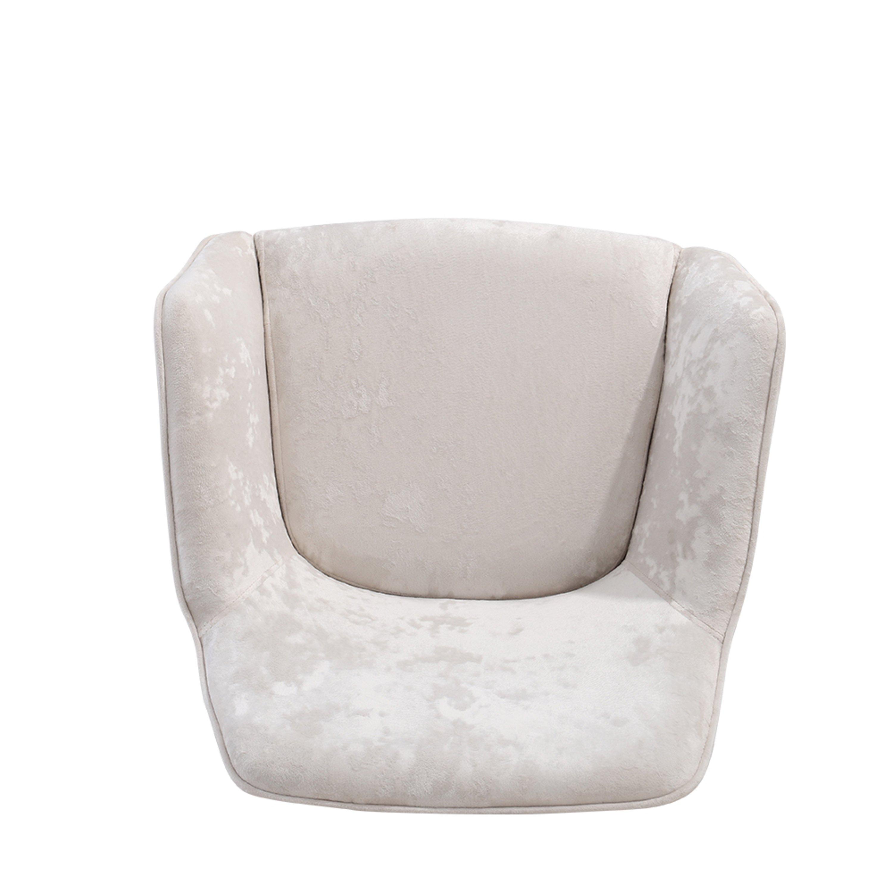 Beige - Kabinet UK - Velvet Upholstered Office Chair with Arms White - 8