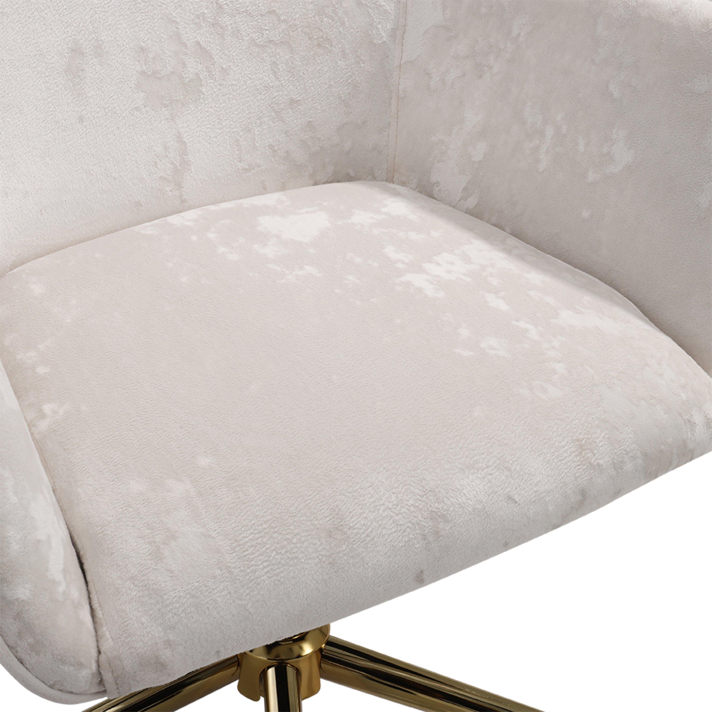Beige - Kabinet UK - Velvet Upholstered Office Chair with Arms White - 10