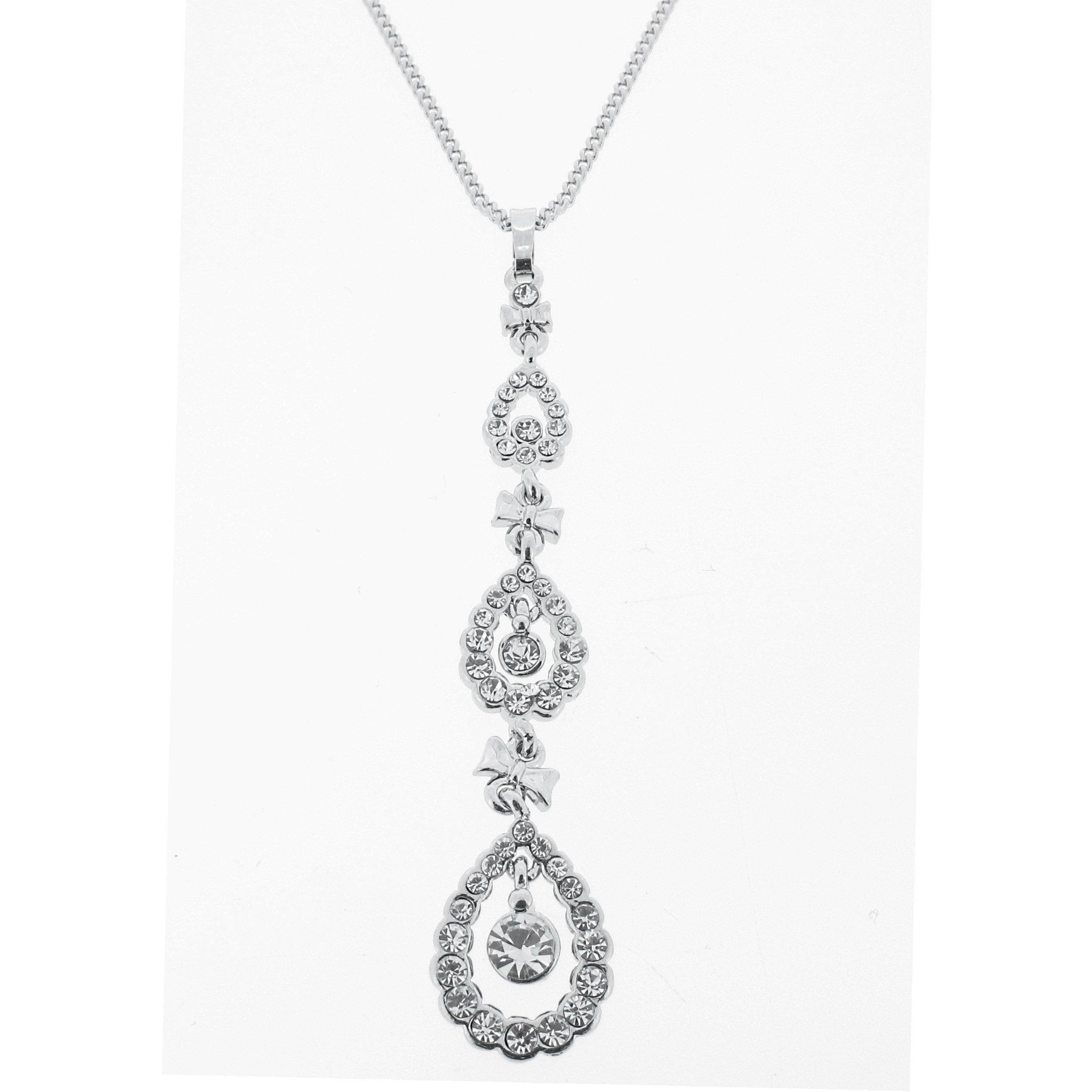 Espree Women's Elite Crystal Triple Drop Pendant - Silver