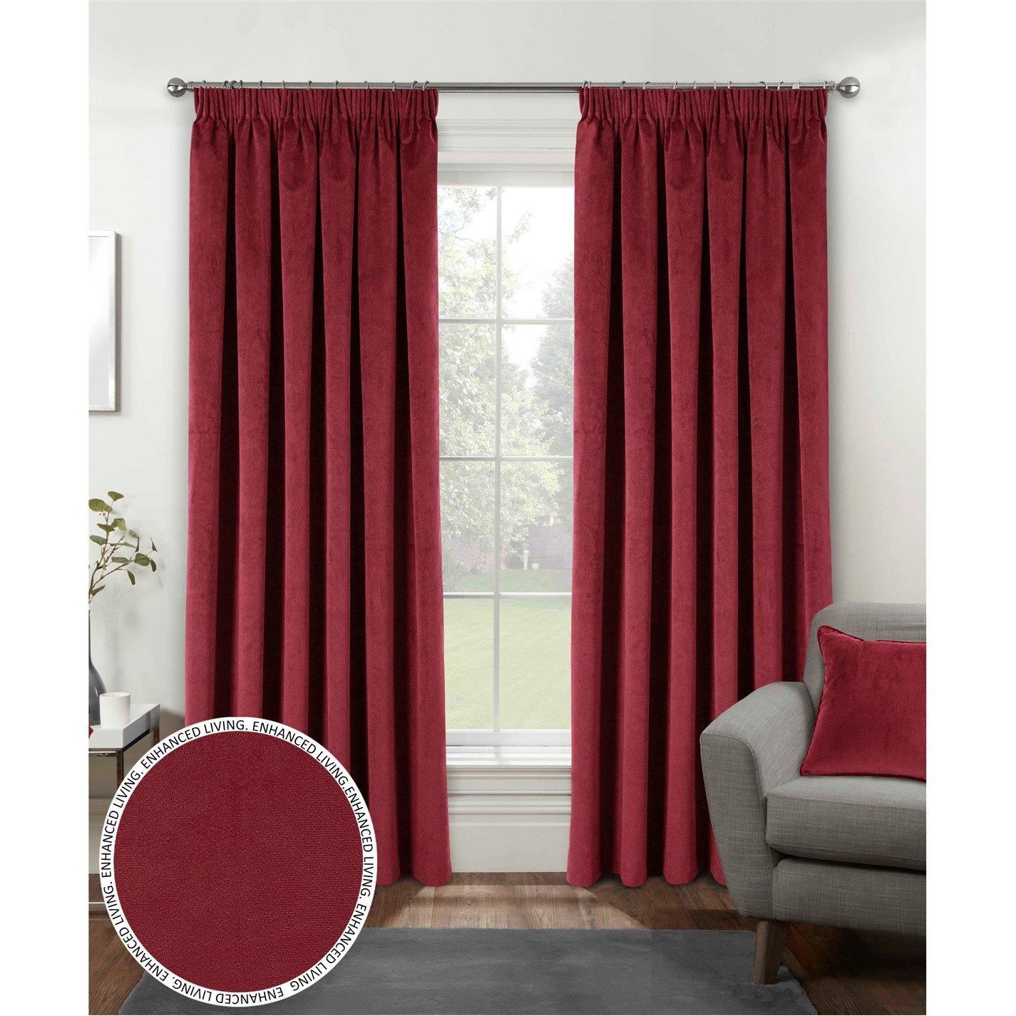 Enhanced Living  Oxford Velvet Blackout Tape Top Curtains Red - 168x229cm