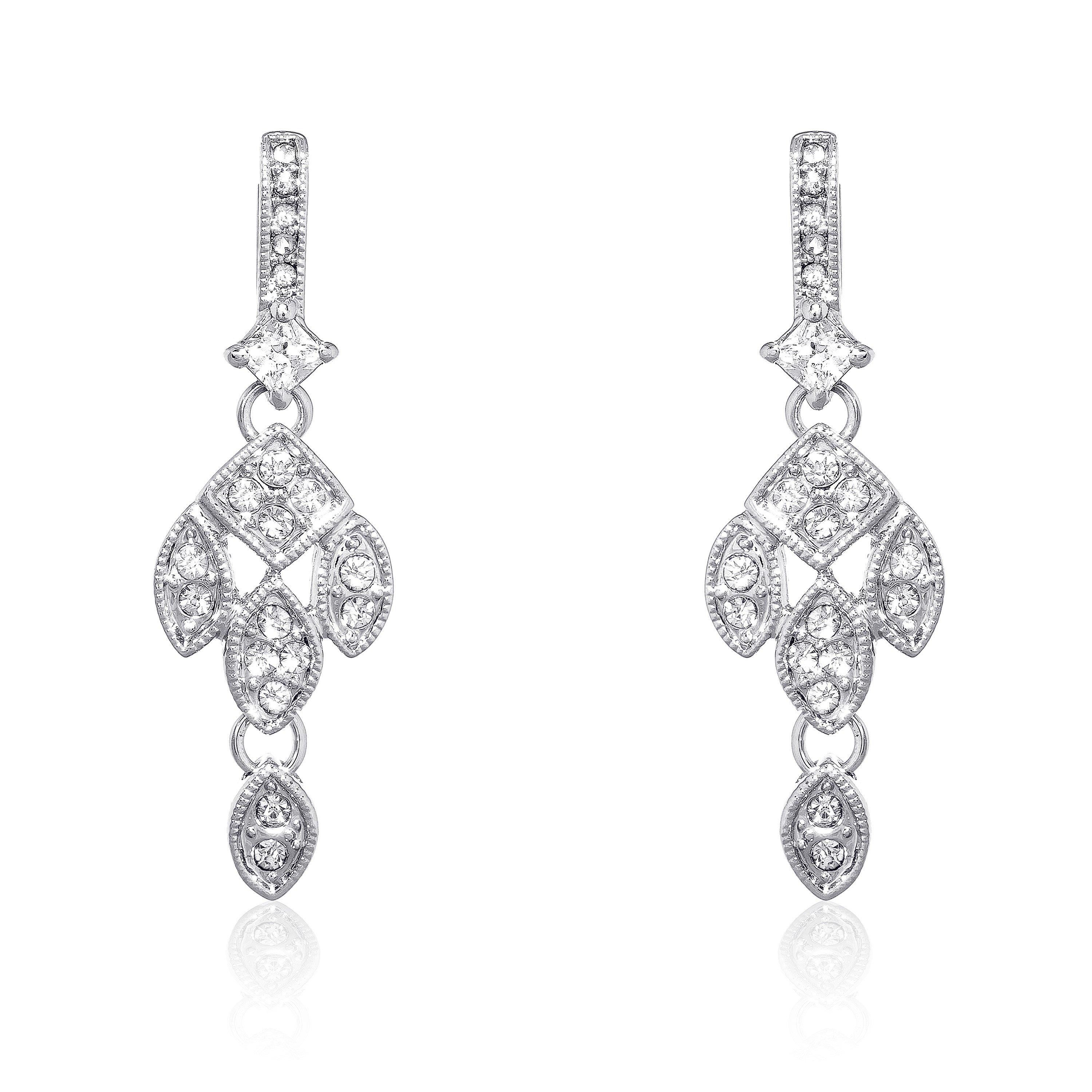 Silver - Espree - Elite Crystal Drop Earrings