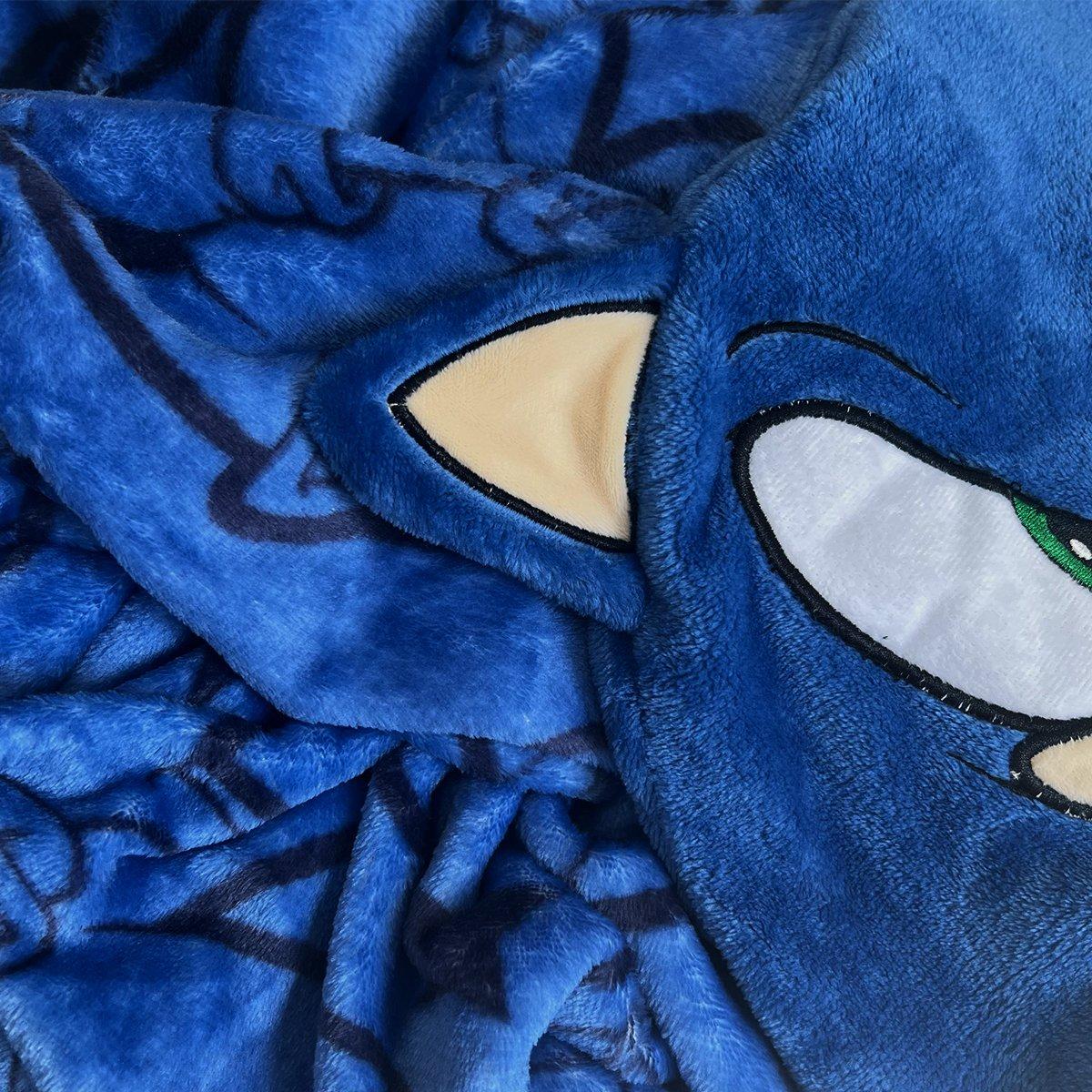 Multi - Sonic - Sonic Grin Hooded Fleece Blanket - 4