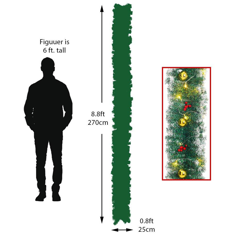 Green - LIFE IDEAS - 270cm Pre-Lit Christmas Garland - 3