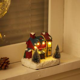 LIFE IDEAS LED Christmas Light-Up Mini House Ornament