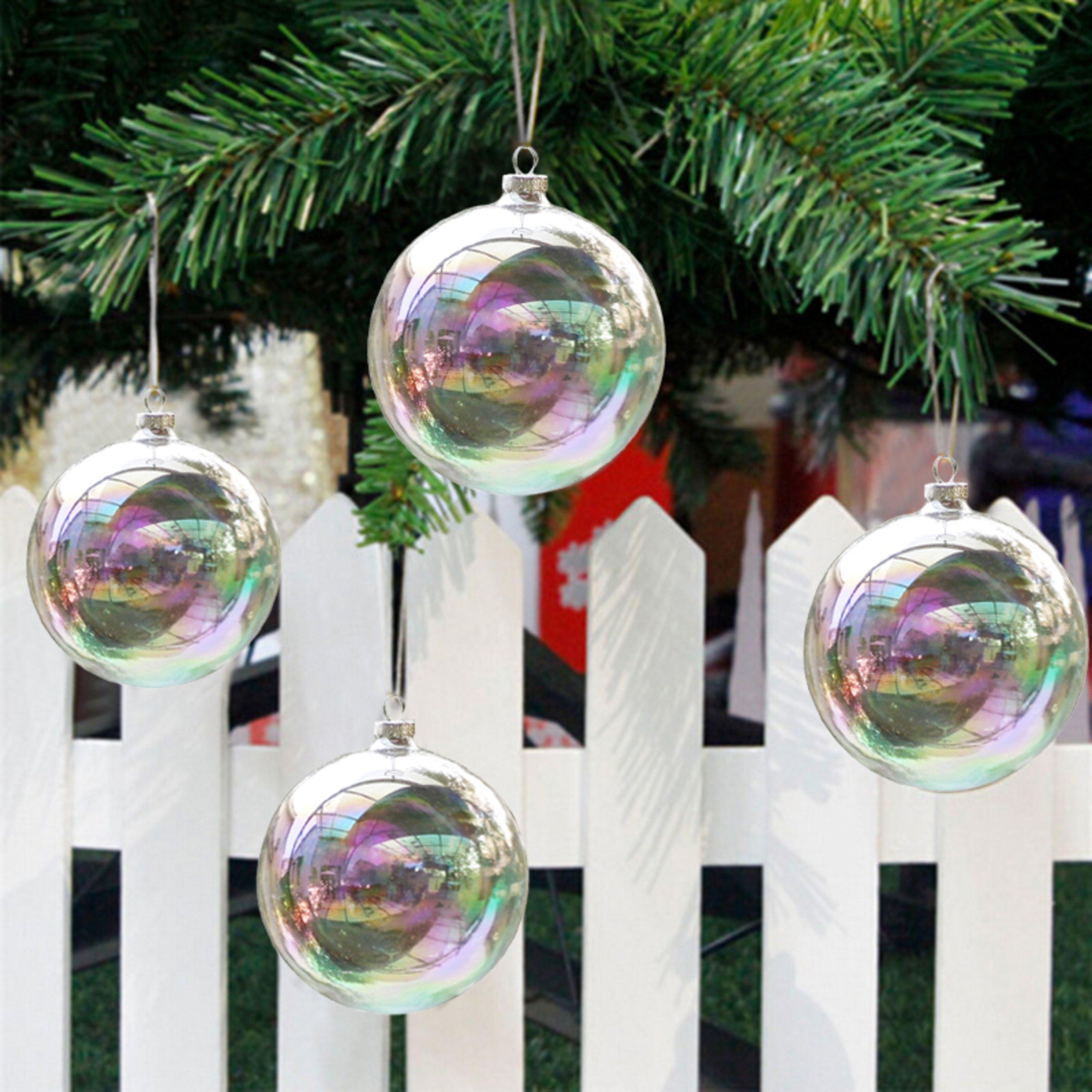 Clear - LIFE IDEAS - Rainbow Glass Christmas Balls, Set of 5 - 1