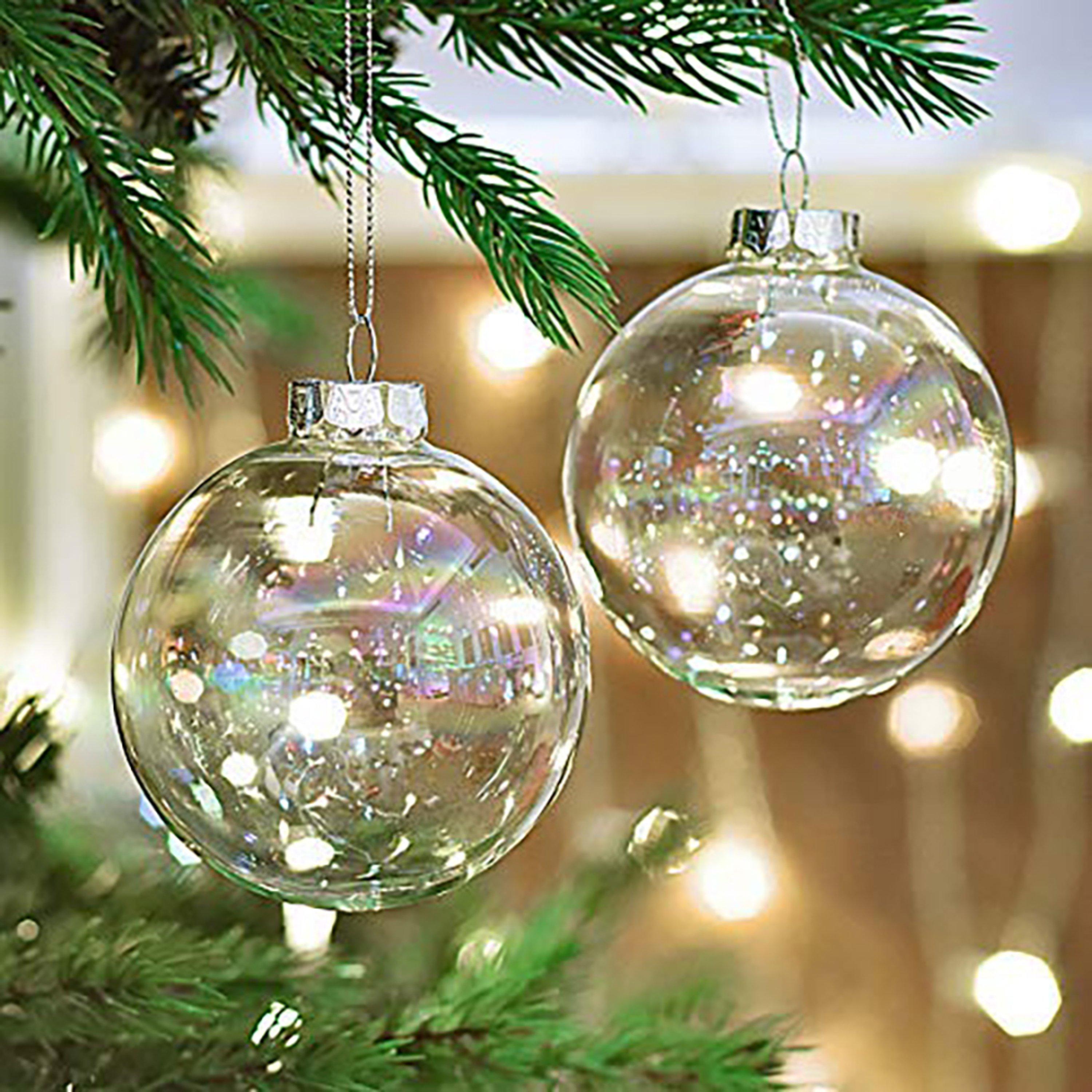 Clear - LIFE IDEAS - Rainbow Glass Christmas Balls, Set of 5 - 12