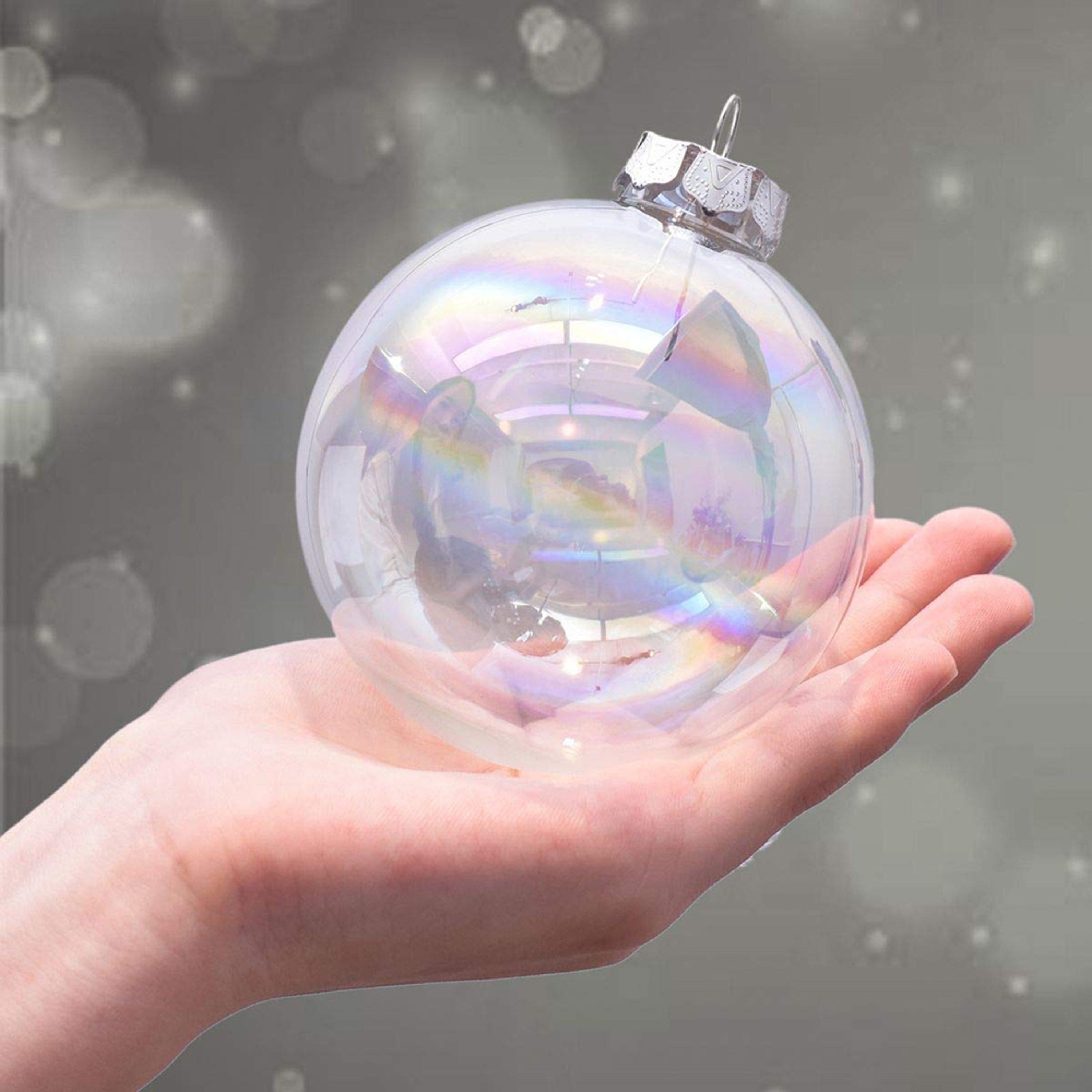 Clear - LIFE IDEAS - Rainbow Glass Christmas Balls, Set of 5 - 13