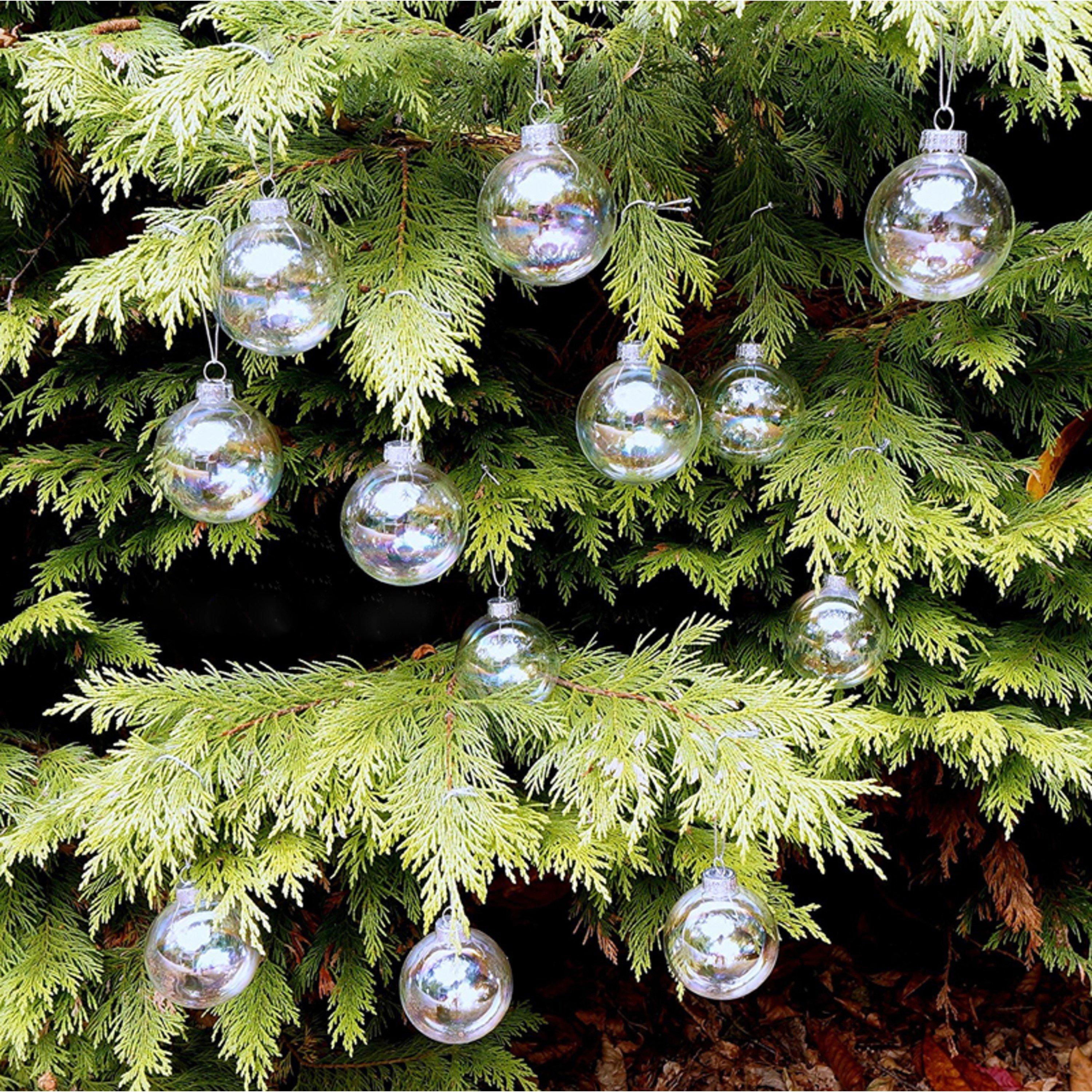 Clear - LIFE IDEAS - Rainbow Glass Christmas Balls, Set of 5 - 4