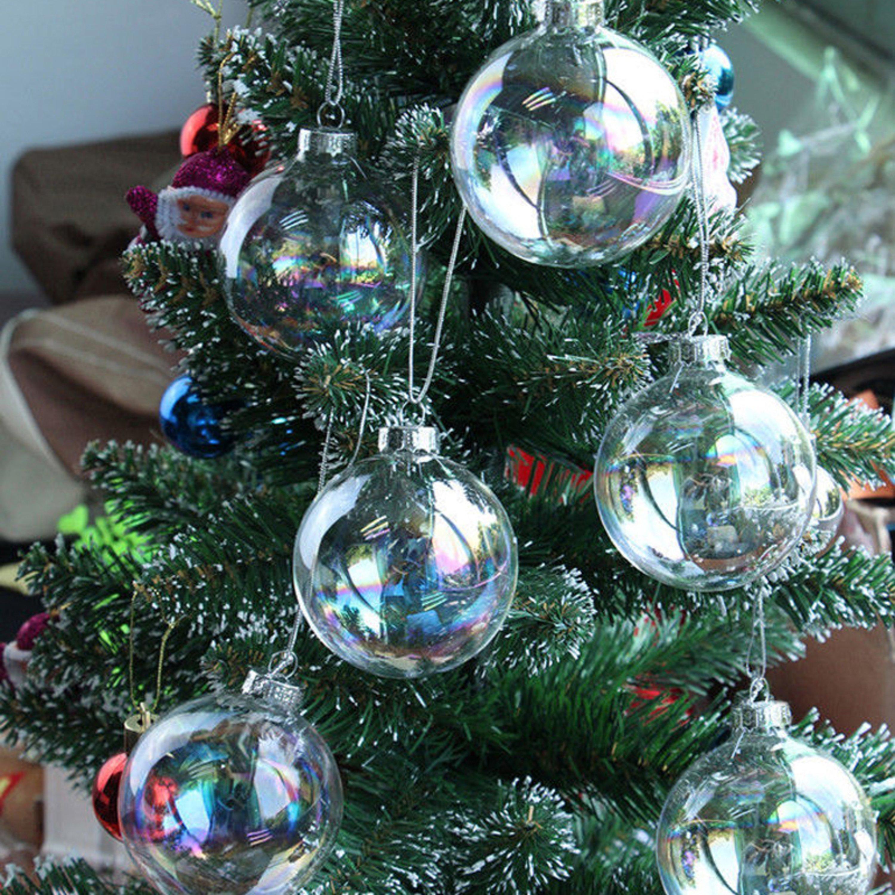 Clear - LIFE IDEAS - Rainbow Glass Christmas Balls, Set of 5 - 5