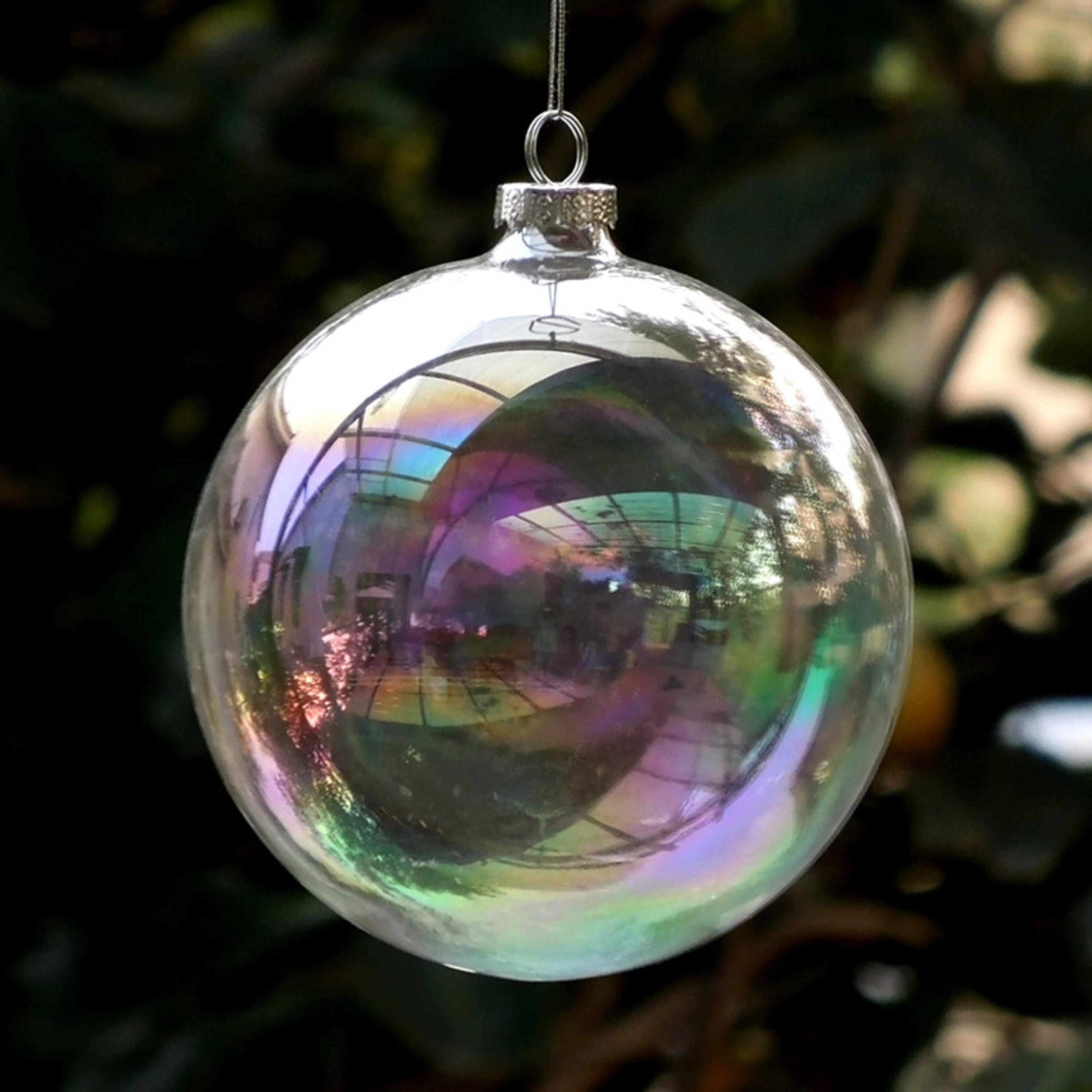 Clear - LIFE IDEAS - Rainbow Glass Christmas Balls, Set of 5 - 6