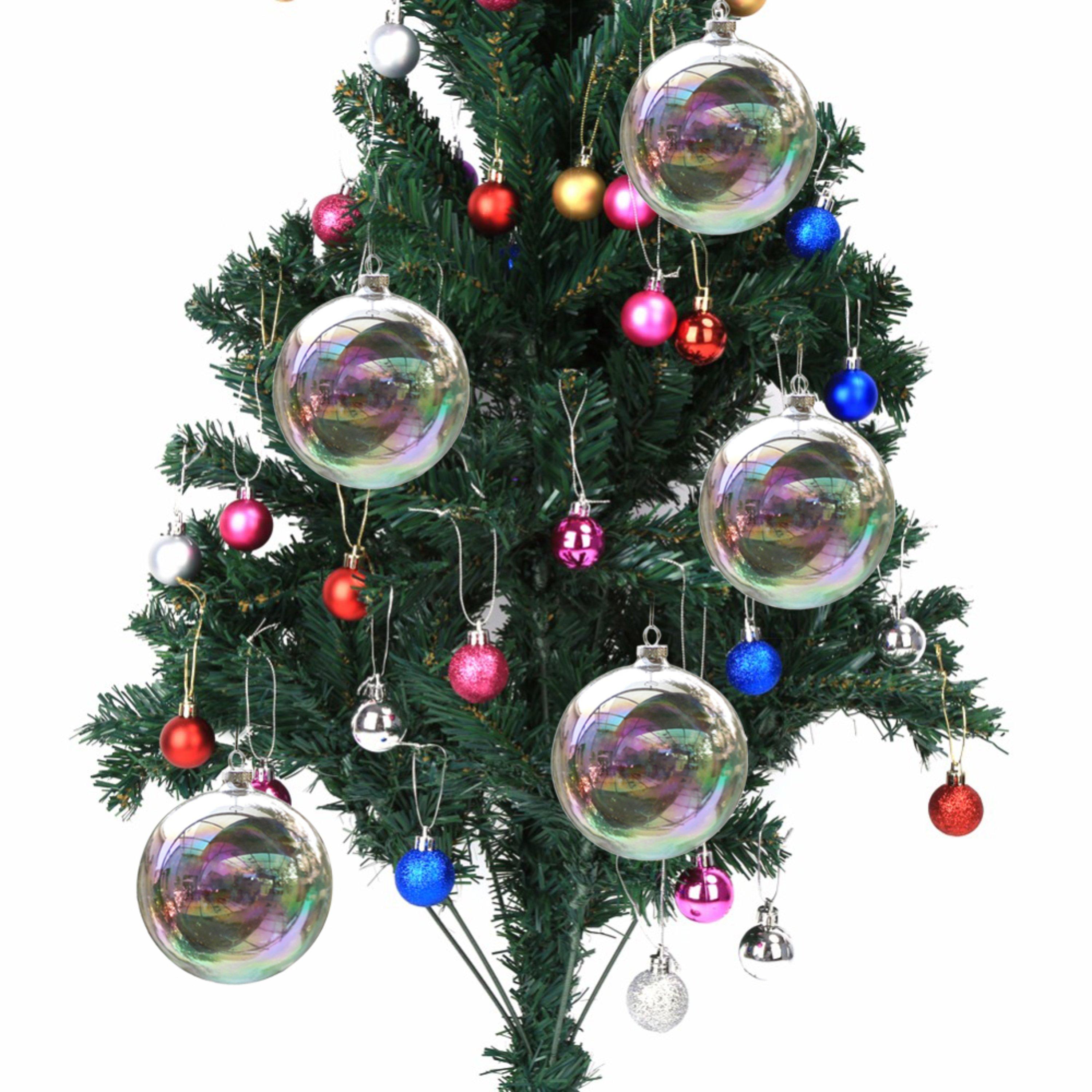 Clear - LIFE IDEAS - Rainbow Glass Christmas Balls, Set of 5 - 8