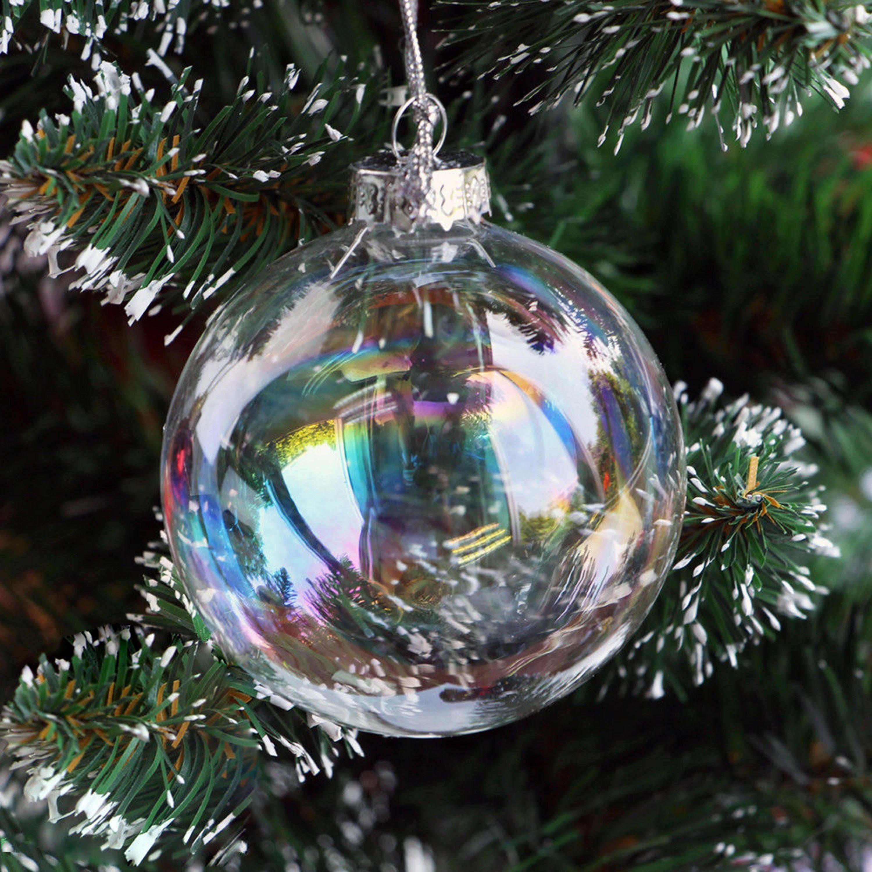 Clear - LIFE IDEAS - Rainbow Glass Christmas Balls, Set of 5 - 9