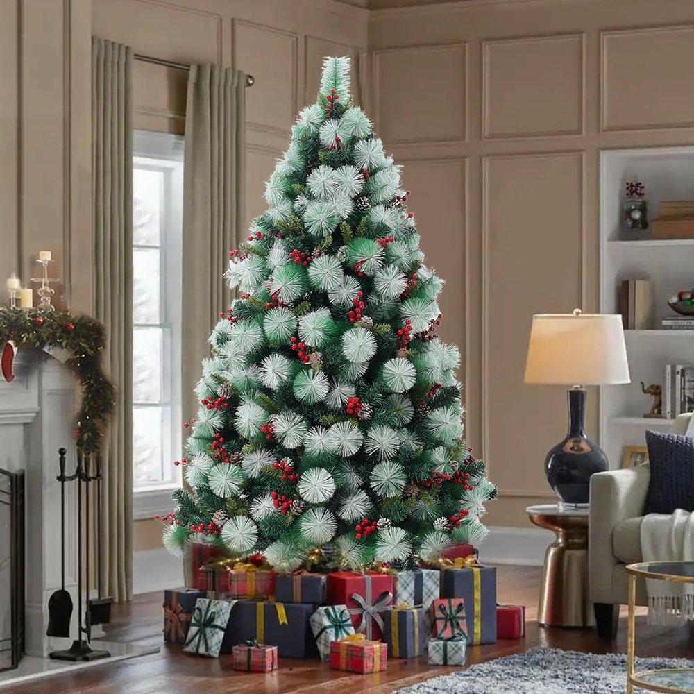 Green - LIFE IDEAS - 1.8m Flocked Artificial Christmas Tree - 11