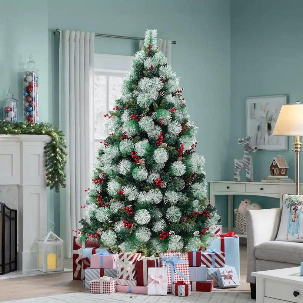 Green - LIFE IDEAS - 1.8m Flocked Artificial Christmas Tree - 12