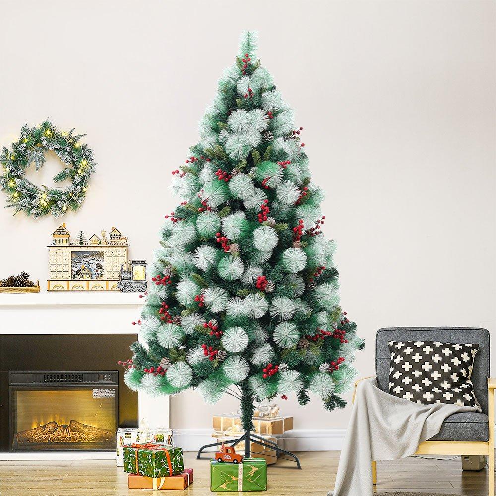 Green - LIFE IDEAS - 1.8m Flocked Artificial Christmas Tree - 9