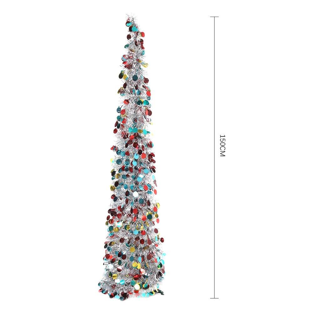Multi - LIFE IDEAS - 150cm Multi-Colour Tinsel Christmas Tree - 2