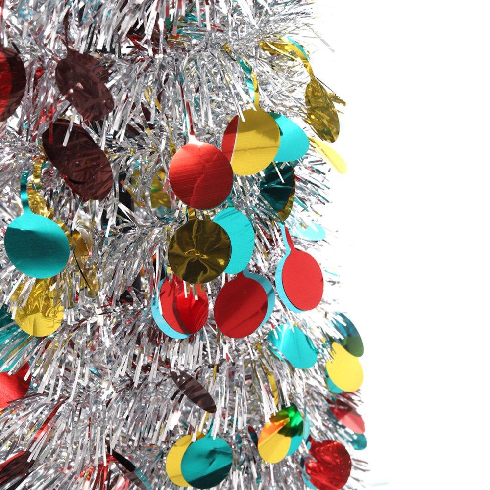 Multi - LIFE IDEAS - 150cm Multi-Colour Tinsel Christmas Tree - 5