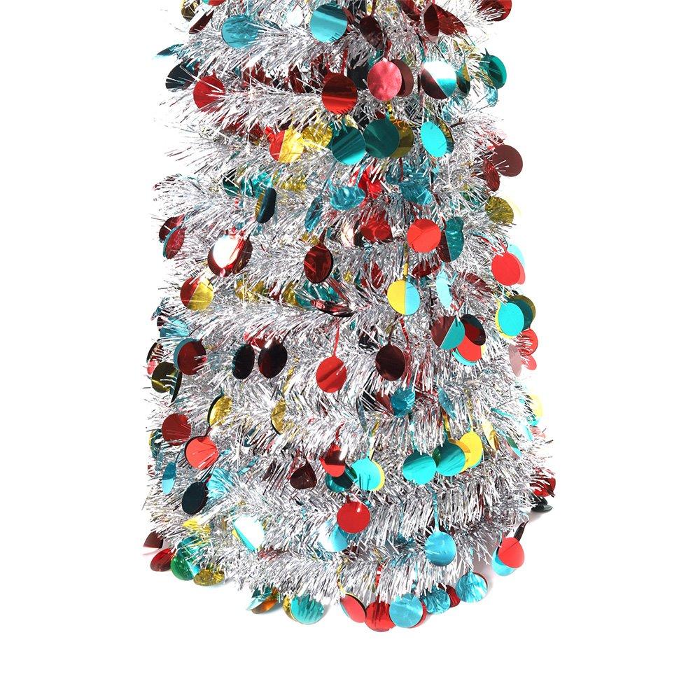 Multi - LIFE IDEAS - 150cm Multi-Colour Tinsel Christmas Tree - 6