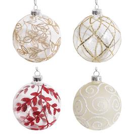 LIFE IDEAS Set of 4 Glass Christmas Baubles