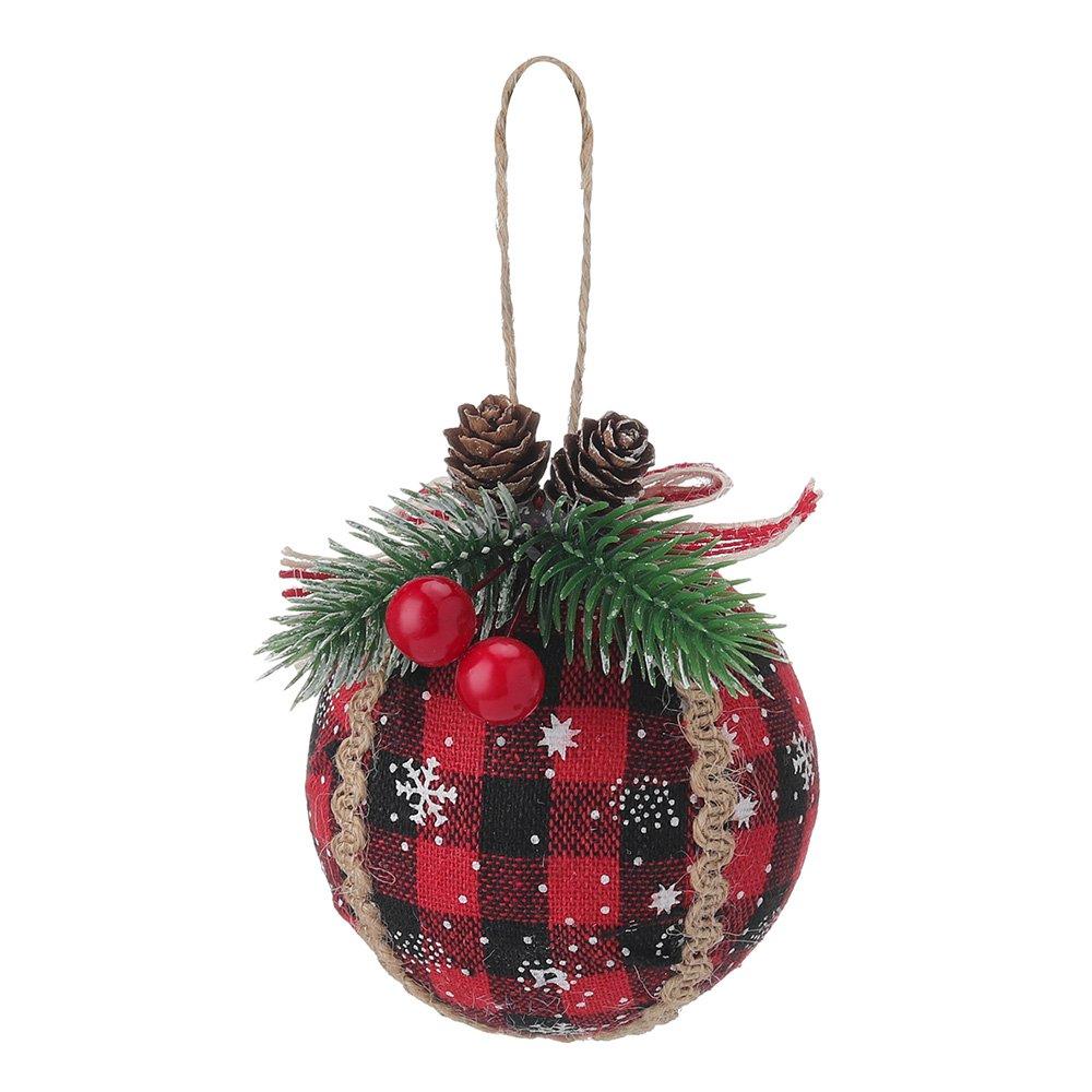 White And Red - LIFE IDEAS - 9-Piece Fabric Christmas Tree Bauble Set - 5