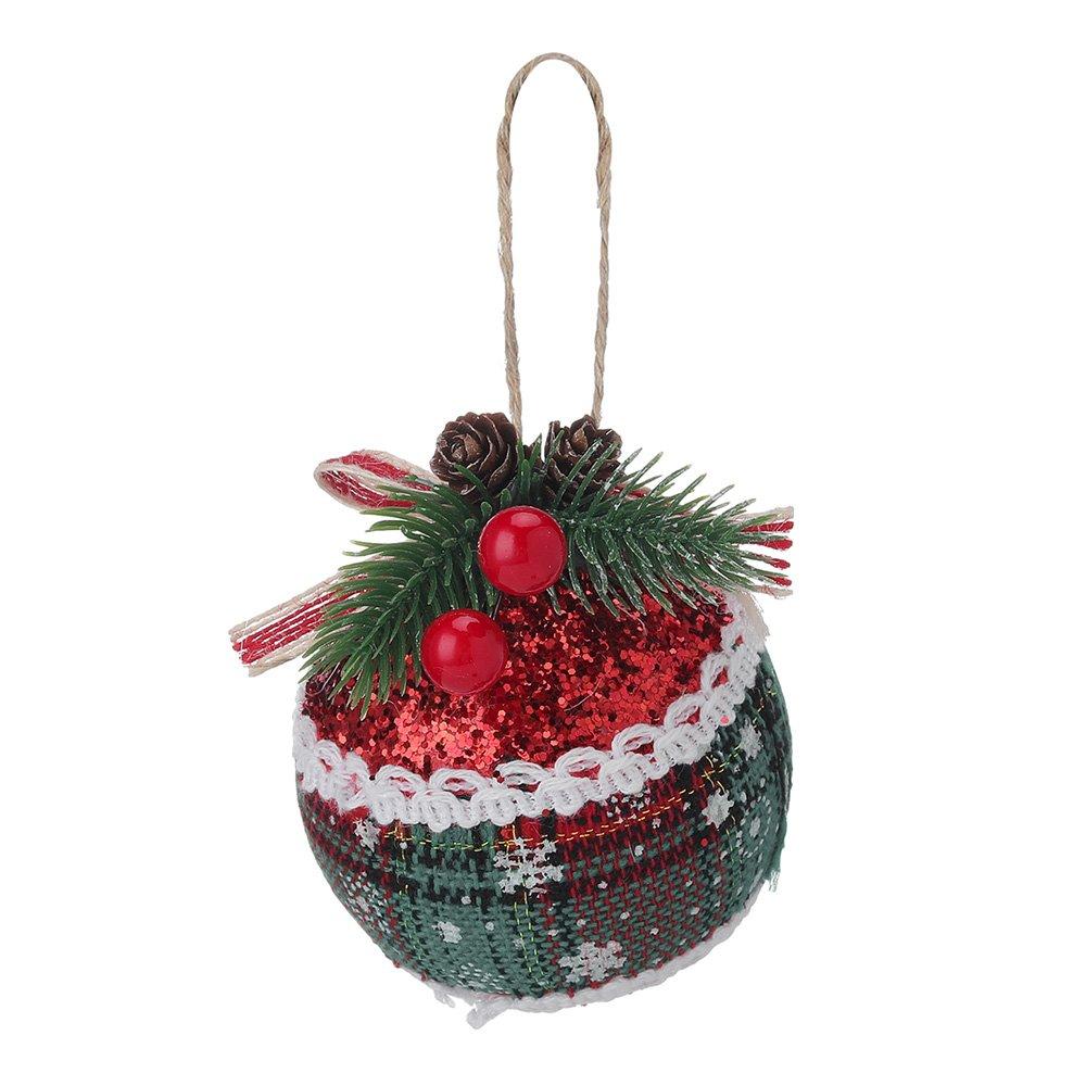 White And Red - LIFE IDEAS - 9-Piece Fabric Christmas Tree Bauble Set - 8