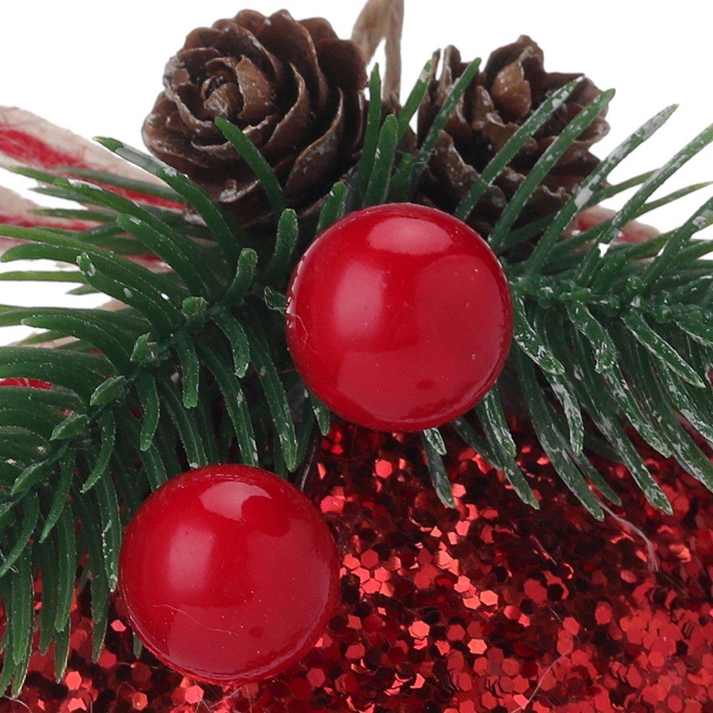 White And Red - LIFE IDEAS - 9-Piece Fabric Christmas Tree Bauble Set - 9