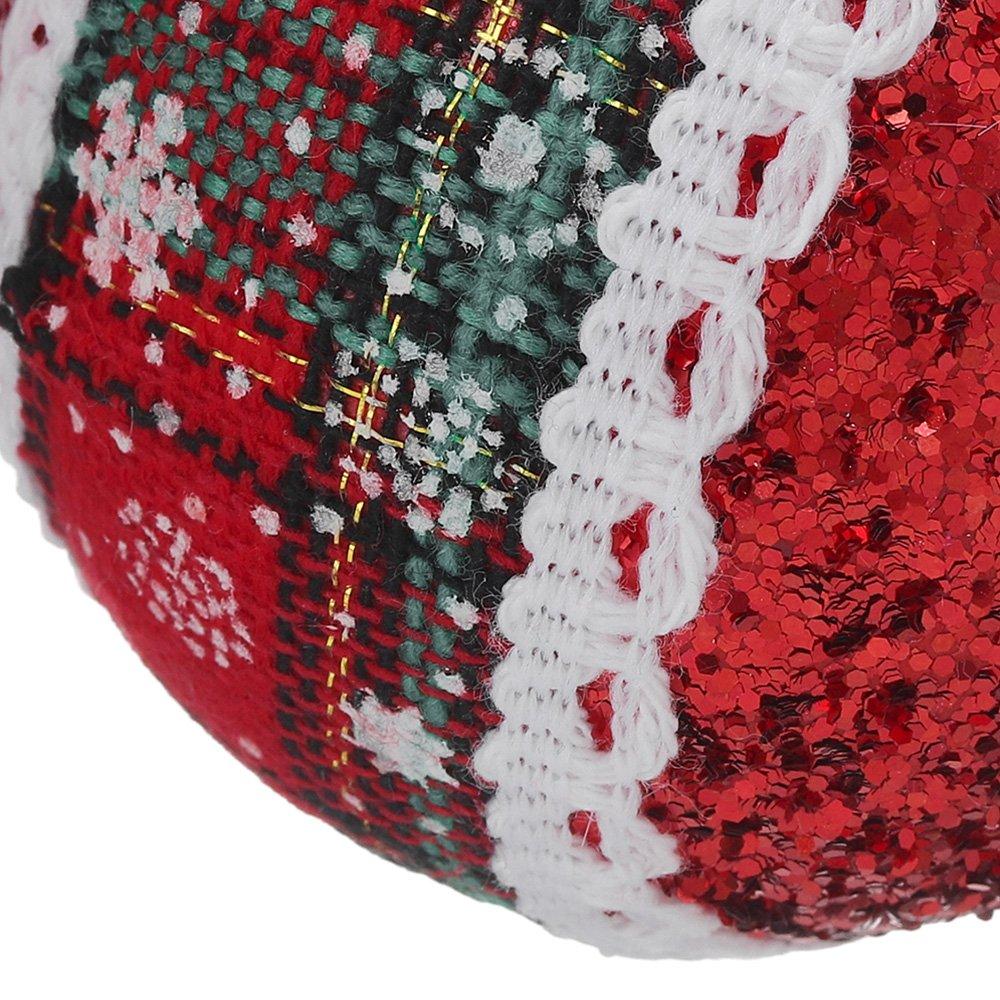 White And Red - LIFE IDEAS - 9-Piece Fabric Christmas Tree Bauble Set - 10