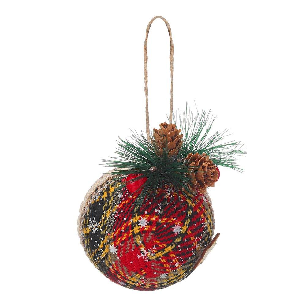 Brown And Red - LIFE IDEAS - 9-Piece Fabric Christmas Tree Bauble Set - 3