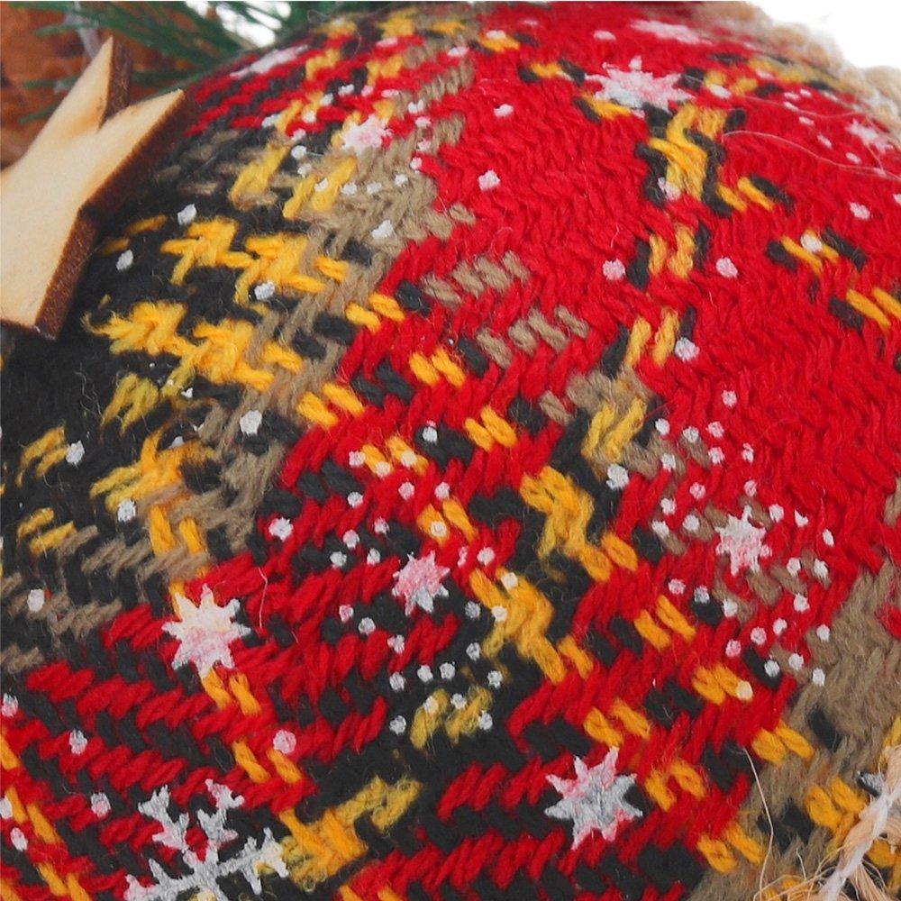 Brown And Red - LIFE IDEAS - 9-Piece Fabric Christmas Tree Bauble Set - 4