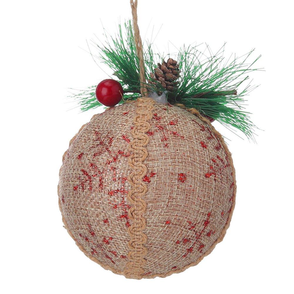 Brown And Red - LIFE IDEAS - 9-Piece Fabric Christmas Tree Bauble Set - 5