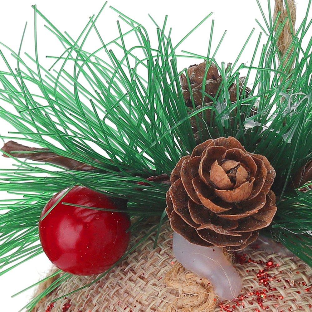 Brown And Red - LIFE IDEAS - 9-Piece Fabric Christmas Tree Bauble Set - 6