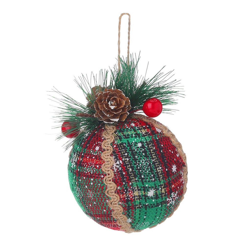 Brown And Red - LIFE IDEAS - 9-Piece Fabric Christmas Tree Bauble Set - 8