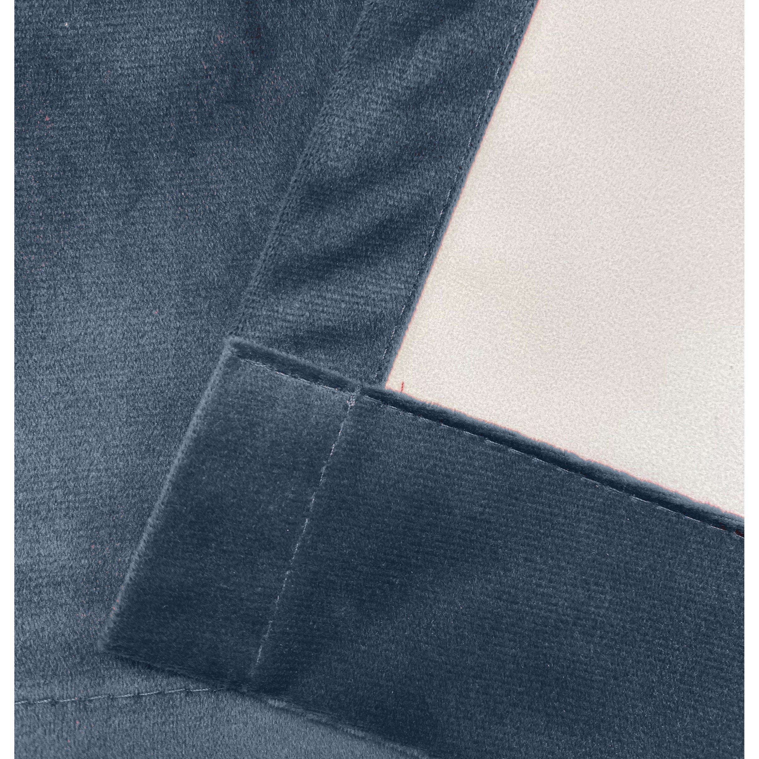 Navy - Enhanced Living - Oxford Navy Velvet 100% Blackout Tape Top Curtains - 5