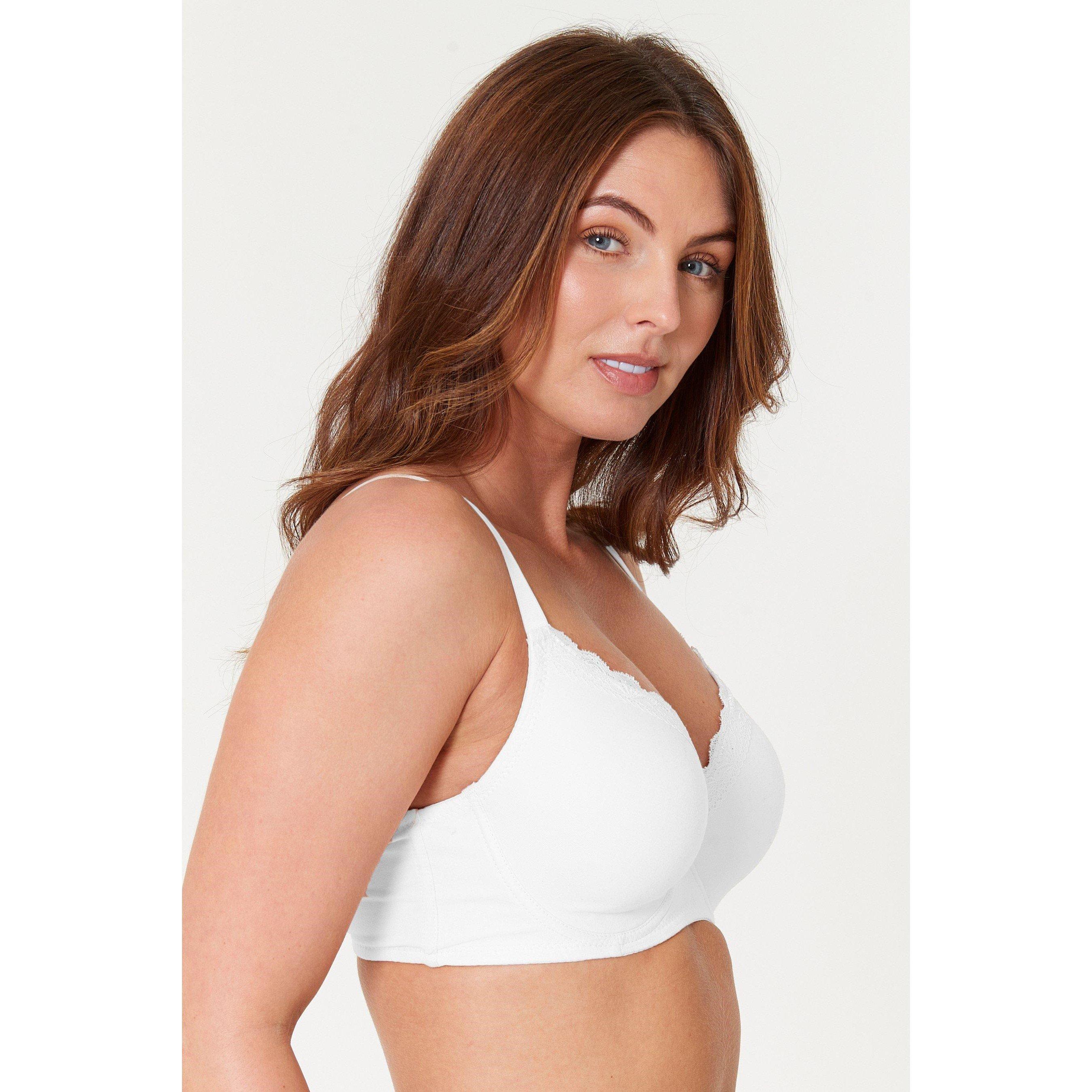 Black/White/Nud - Be You - Pack Lace Trim Cotton T-shirt Bra - 5